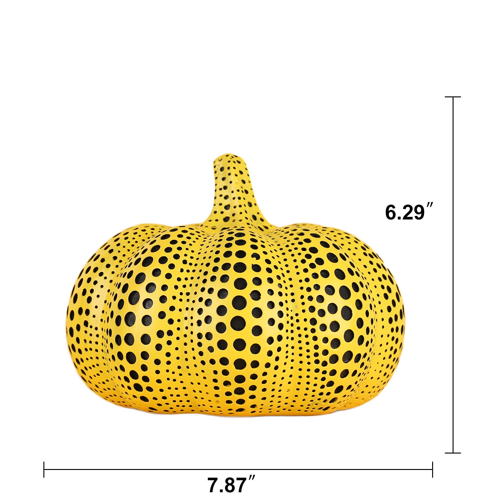 SHENGTIAN Yellow Polka Dot Mini Pumpkin Statue - 6.29x7.87in Fake Decorative Pumpkin Sculpture for Halloween, Fall Table Centerpiece, Home Decor, Thanksgiving & Autumn Party Decoration