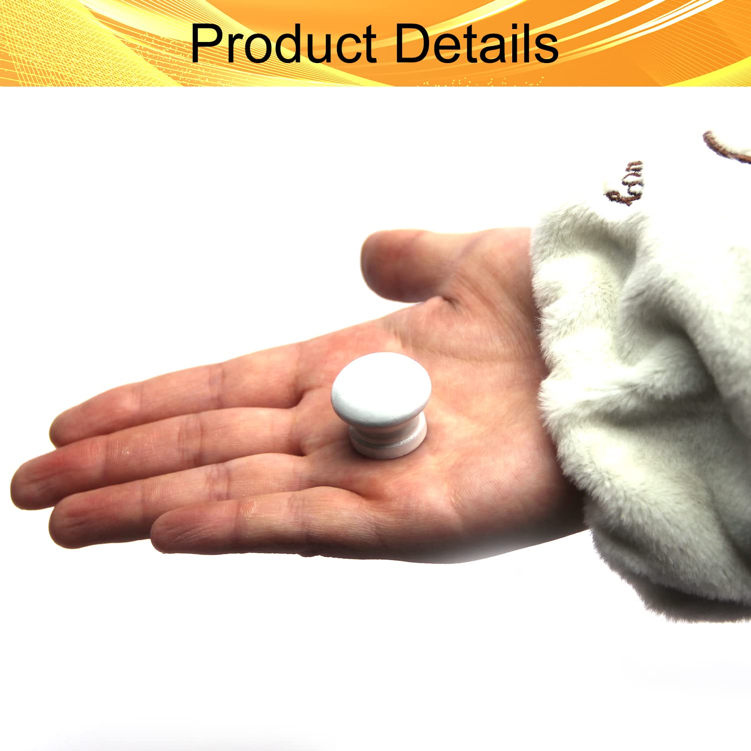 10Pcs White Wood Knobs for Cabinets & Drawers - 0.94