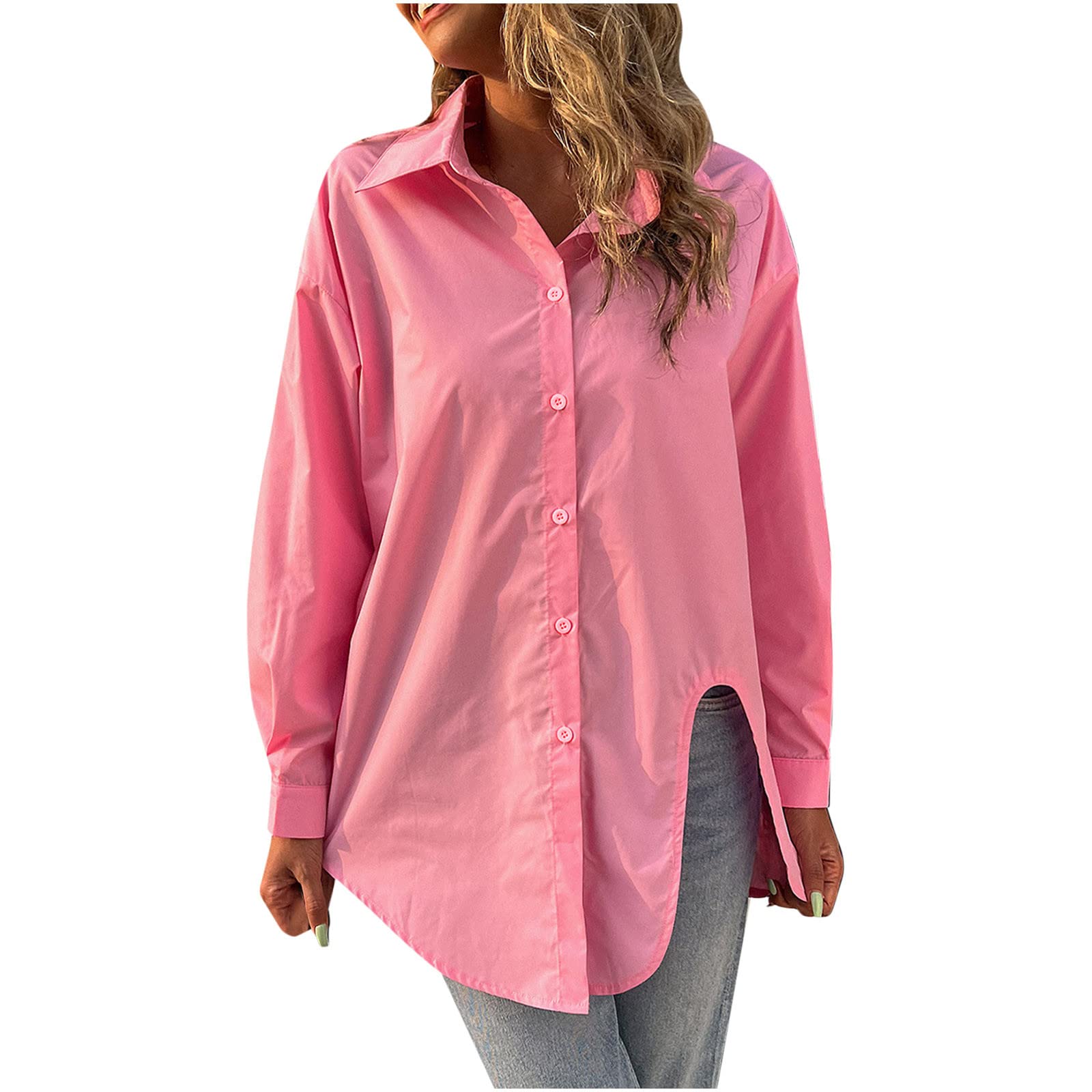 Wirziis Women's Button Down Shirts - Trendy Long Sleeve Boho Blouse, Oversized Collared Tunic Top for Casual & Dressy Occasions | Perfect for Office Wear, Date Nights & Boho-Chic Outfits