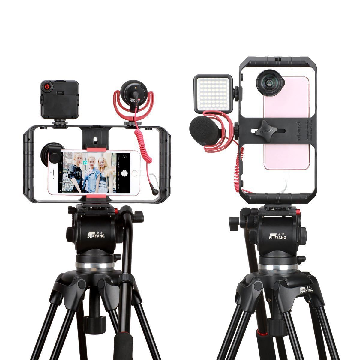 Ulanzi U Rig Pro Smartphone Video Stabilizer with Triple Cold Shoe Mount - Compatible with iPhone 16/15/14/13/12/11 Pro Max/XS/X/8 Plus, OnePlus 7 Pro, Samsung & Google Pixel - Perfect for Vlogging, Live Streaming & Content Creation