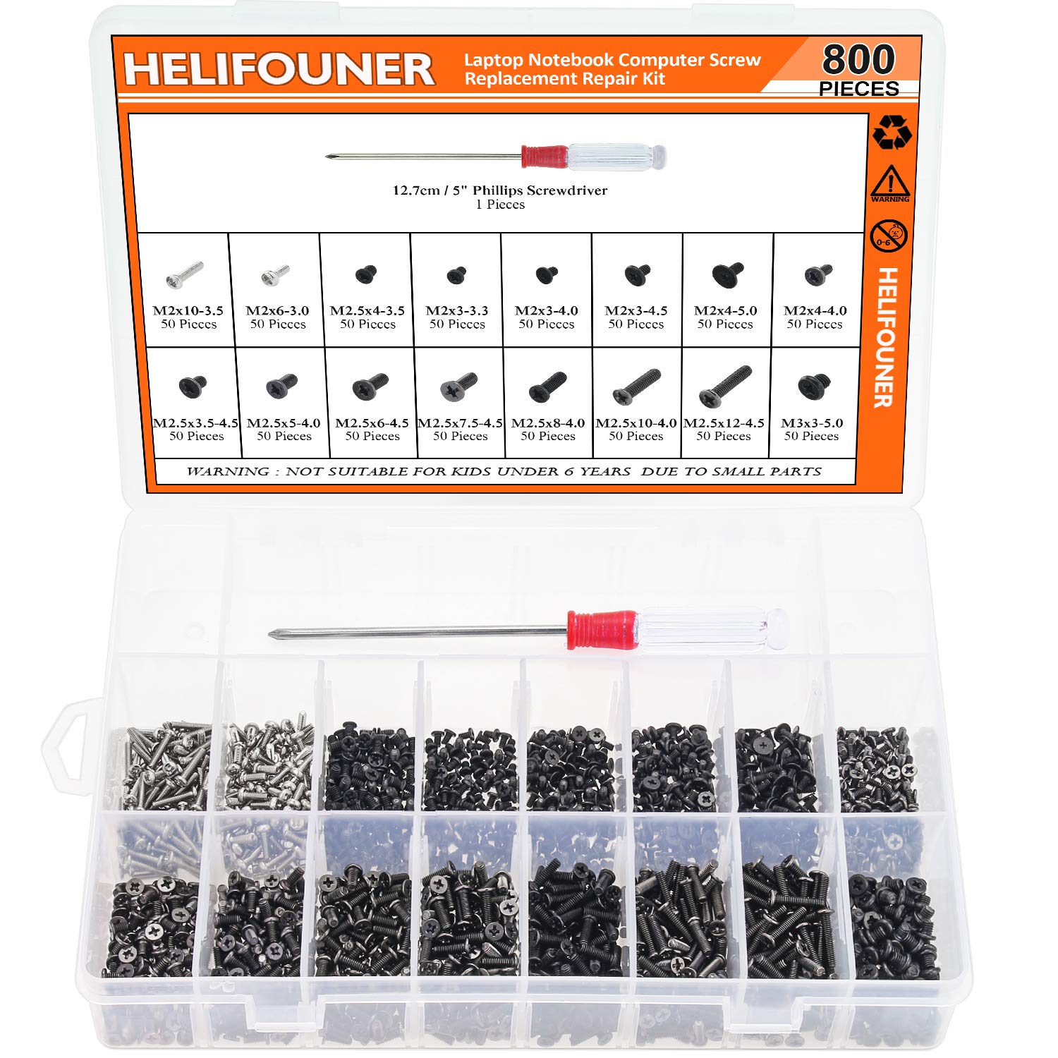 800-Piece Laptop & Notebook Computer Screw Replacement Repair Kit - SSD & Electronic Device Repair Screw Set for DIY Fixes, Upgrades & Maintenance (Perfect for MacBook, Dell, HP & More)