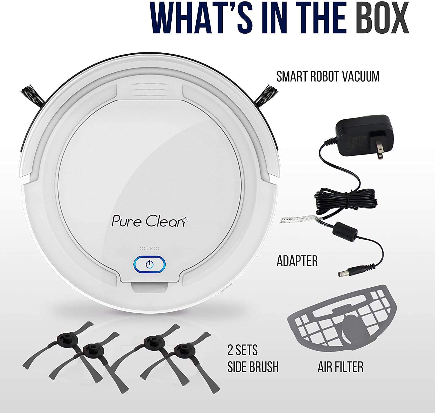 PURE CLEAN Smart Automatic Robot Vacuum Cleaner with Self-Programmed Navigation - Slim, Rechargeable Robotic Vacuum for Carpets, Hardwood, Tile & Linoleum Floors - Anti-Fall Sensors - Ideal for Pet Hair, Daily Home Cleaning & Office Use - Model PUCRC25PLUS.5