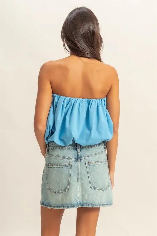 Strapless Bubble Crop Top for Women - Trendy Summer Fashion for Beach, Party & Night Out