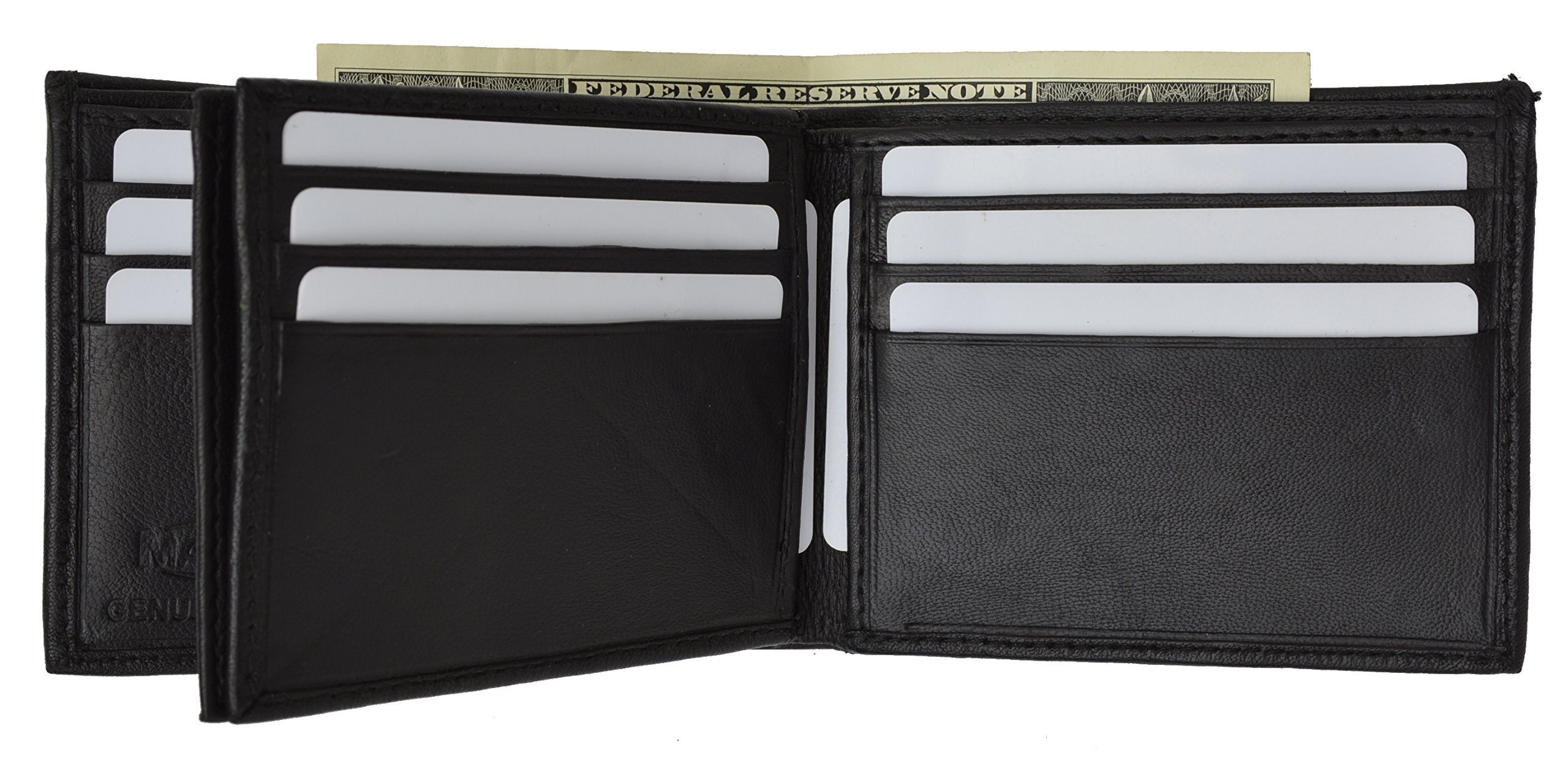 Premium Men's Genuine Leather Bifold Wallet with Triple Card Windows - Slim & Durable for Everyday Use, Business, Travel & Gifting