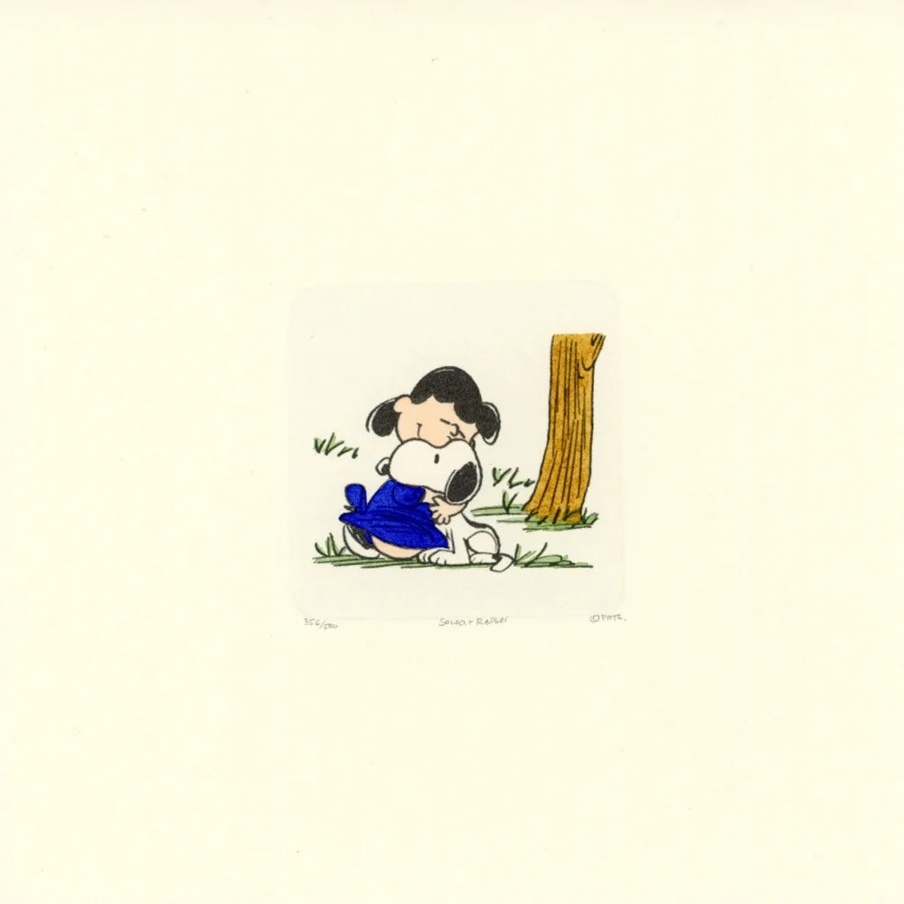 Lucy & Snoopy Peanuts Hand-Painted Cartoon Etching Art - Limited Edition D/500 by Sowa & Reiser - Perfect for Home Decor, Gift Giving & Comic Art Collectors