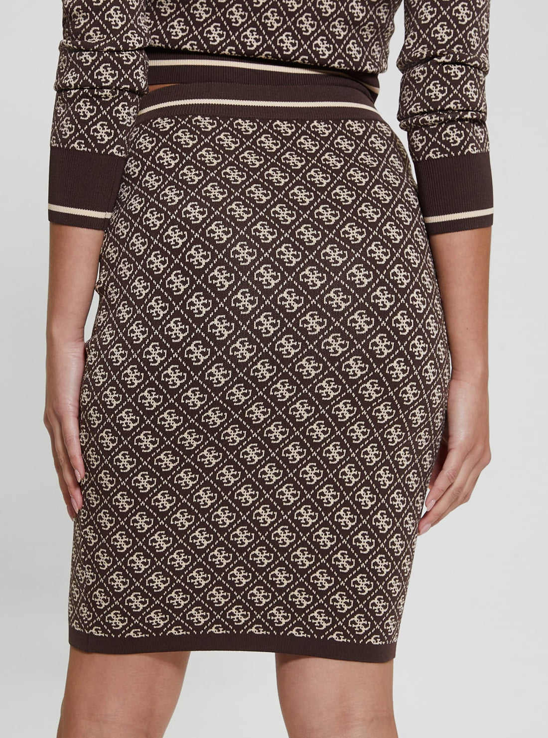 Brown Logo 4G Lise Knit Midi Skirt - Women's Stretchy Casual Skirt for Work, Date Night & Fall Outfits | Perfect for Office, Brunch & Weekend Wear