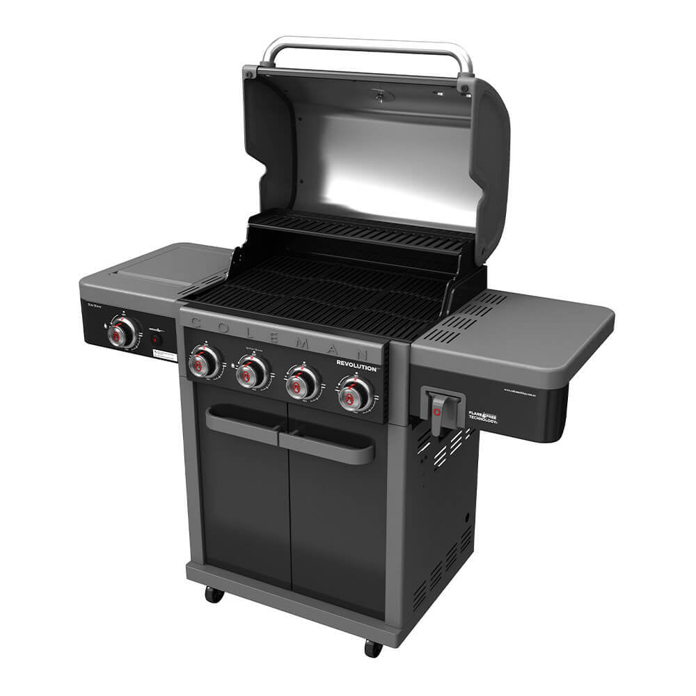 Coleman Revolution 4-Burner Propane Gas Grill with Side Burner - Black Gloss Finish | Outdoor Camping, Backyard BBQ & Tailgating Grill for Family Gatherings