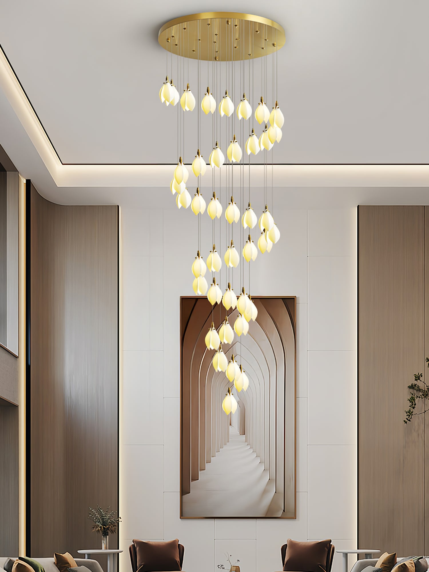 Astralis Bloom Stairs Chandelier - Modern Crystal Ceiling Light Fixture for Living Room, Dining Room, Bedroom & Staircase Decor