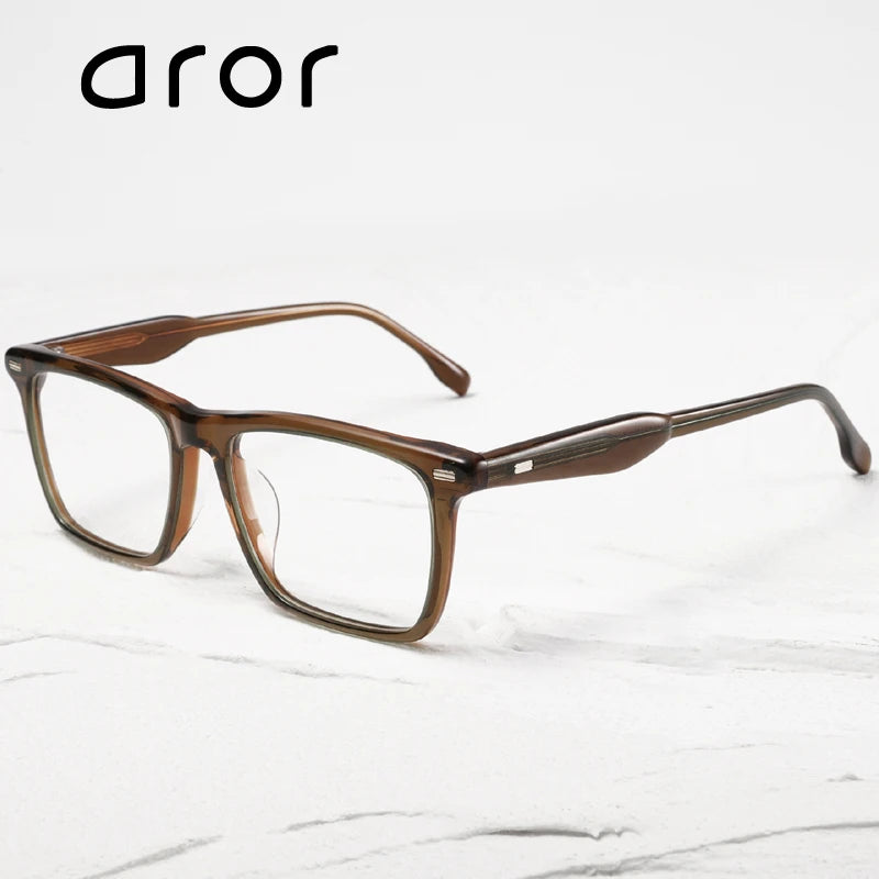 Aror Unisex Full Rim Square Brow Line Acetate Eyeglasses 94831 - Stylish & Durable Eyewear for Men & Women - Perfect for Work, Reading & Fashion Accessories