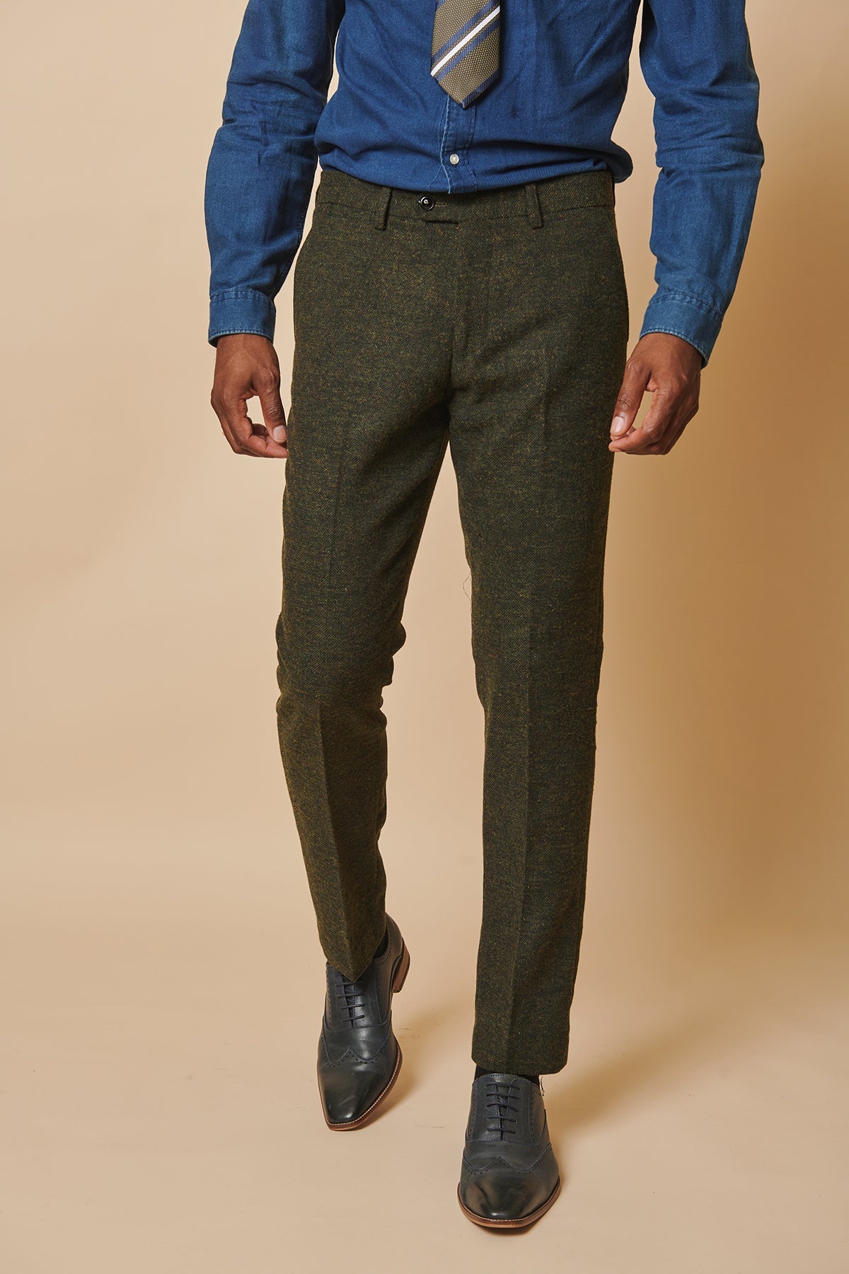 Marlow Olive Green Tweed 3-Piece Suit for Men - Premium Wool Blend Formal Attire - Perfect for Weddings, Business Meetings & Special Occasions