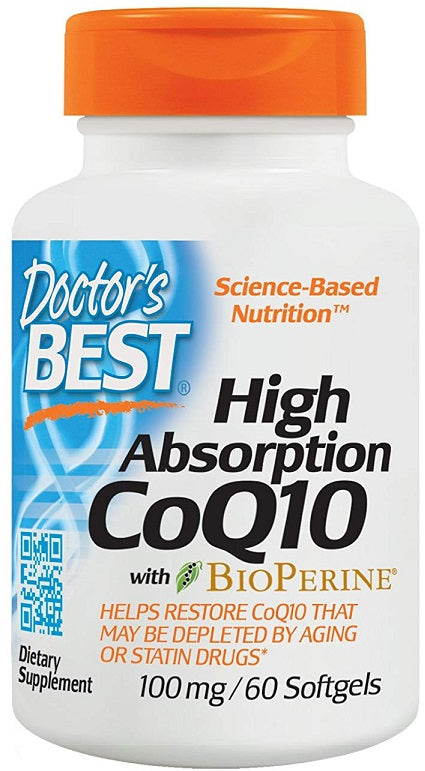 Doctor's Best High Absorption CoQ10 100mg with BioPerine | 60 Softgels for Heart Health & Energy Support | Supports Cardiovascular Wellness & Cellular Energy Production