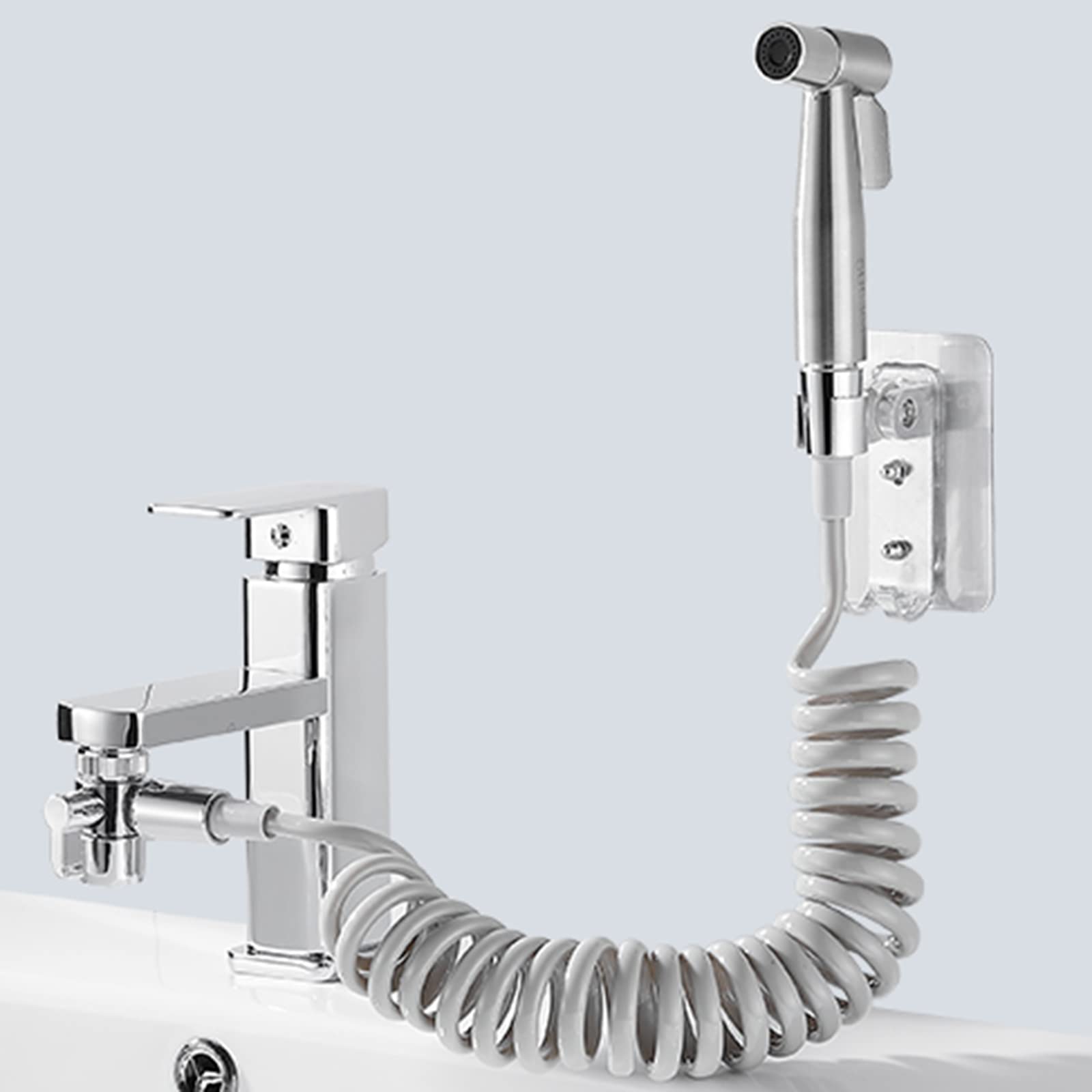 BiaoTeng Brushed Nickel Hand Shower Sink Sprayer Attachment - Detachable Faucet Hose for Kitchen, Bathroom & Toilet - Perfect for Washing Hair, Dishes & Cleaning (Includes Sprayer & Hose)