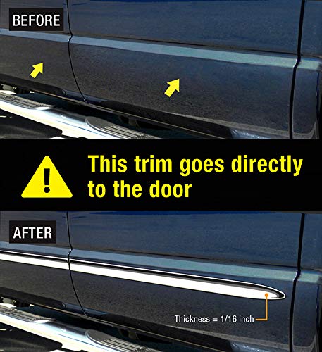 USA-Made Body Side Molding Trim Kit (10PC) - Compatible with 2014-2018 Chevy Silverado Regular Cab 6.8' Bed - 1 1/4