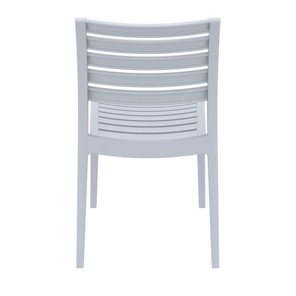 Compamia Ares Outdoor Patio Dining Chairs - Silver Gray Set of 2 - Weather-Resistant Metal Garden Chairs for Backyard, Poolside & Restaurant Use