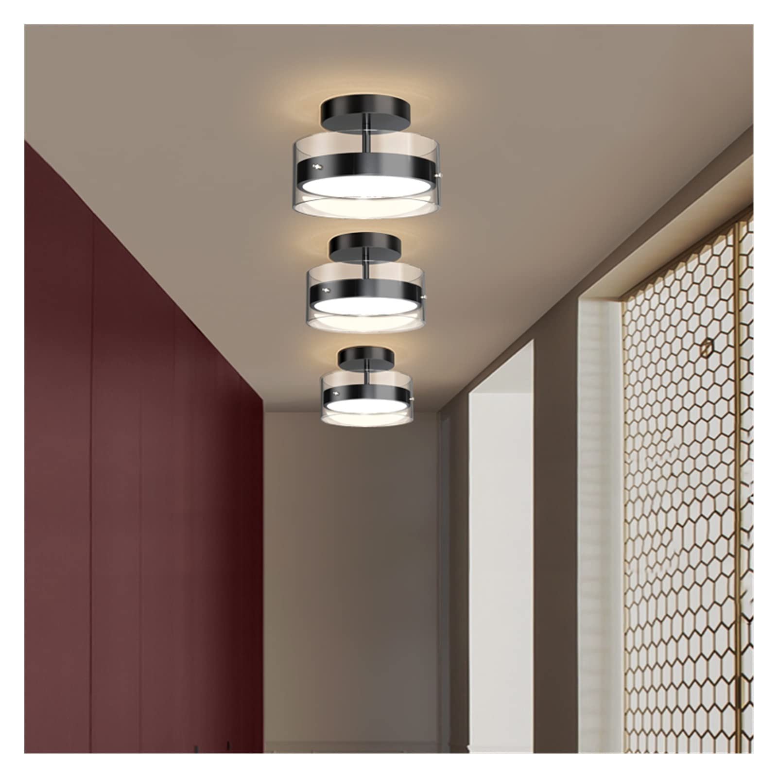 Modern LED Chandelier Ceiling Light - Gold & Black Small Pendant Lamp for Bedroom, Cloakroom, Balcony & Aisle - Warm White Lighting (110V) - Perfect for Home Decor & Ambient Lighting