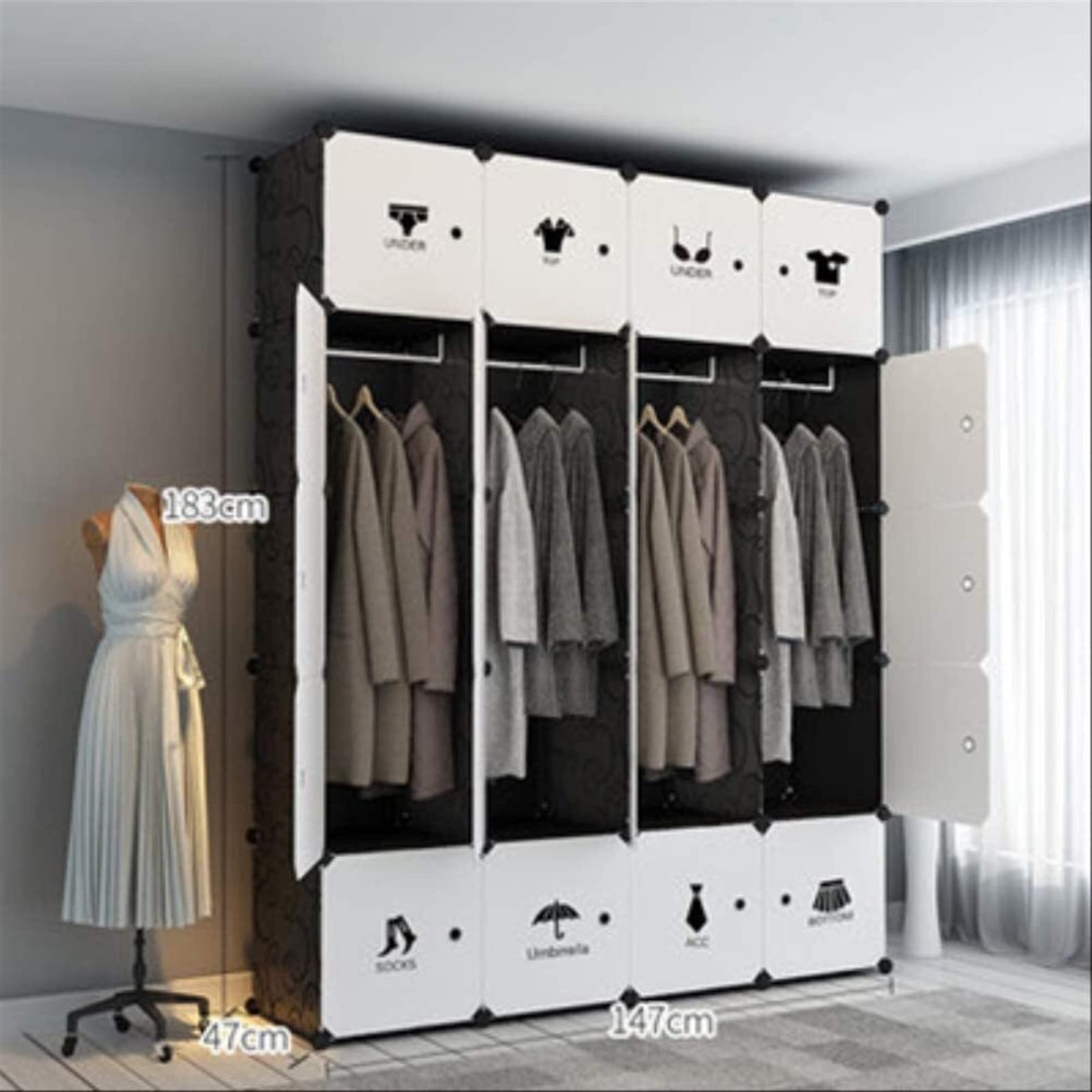 Portable Folding Wardrobe Storage Cabinet - Gray Closet Organizer for Bedroom, Closet & Home - Space-Saving Furniture for Small Spaces & Apartments