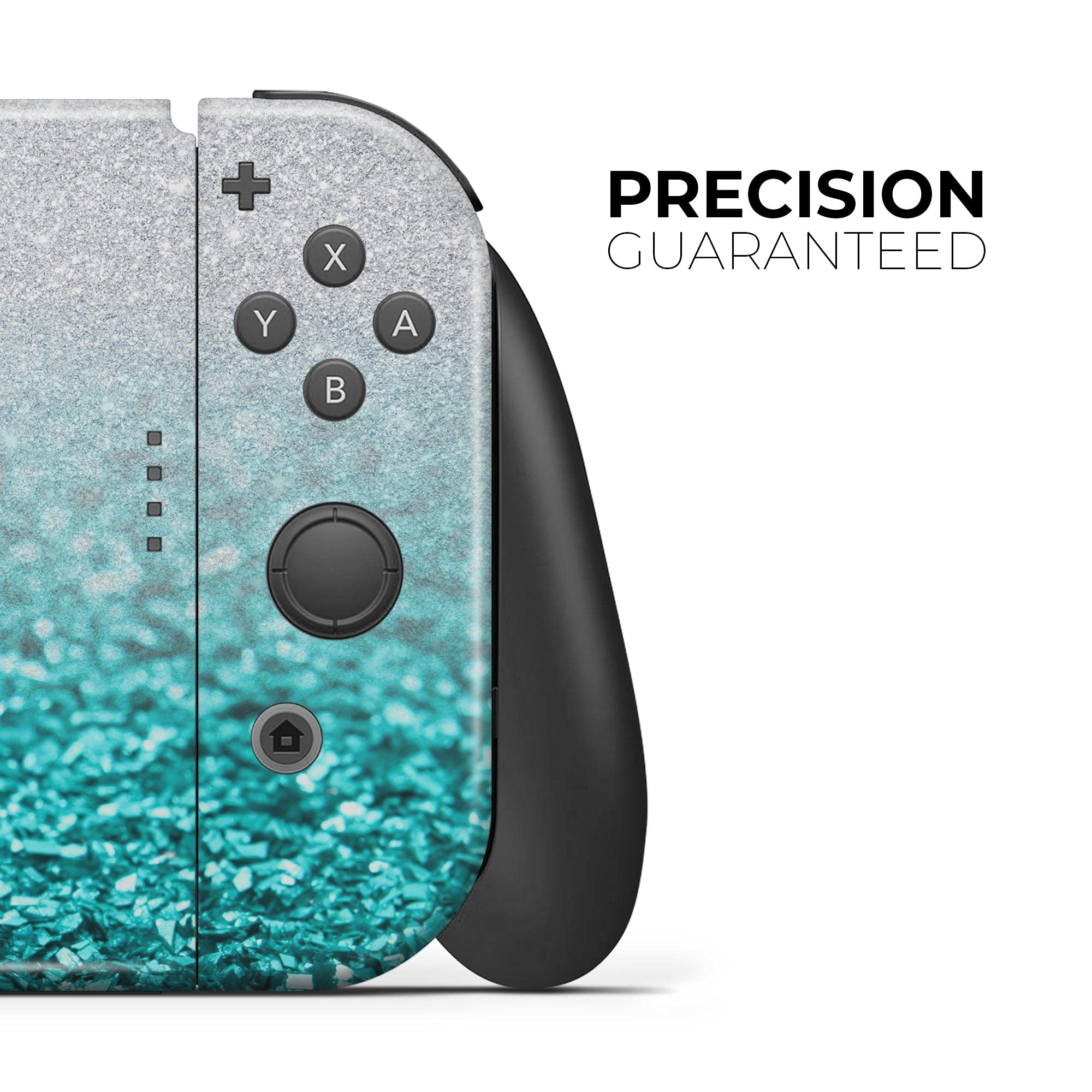 Nintendo Switch Joy-Con Protective Vinyl Wrap Cover - Scratch-Resistant, Removable Skin Decal in Aqua Blue & Silver Glimmer Fade - Compatible with Switch Joy-Con Only - Perfect for Gaming Protection and Customization