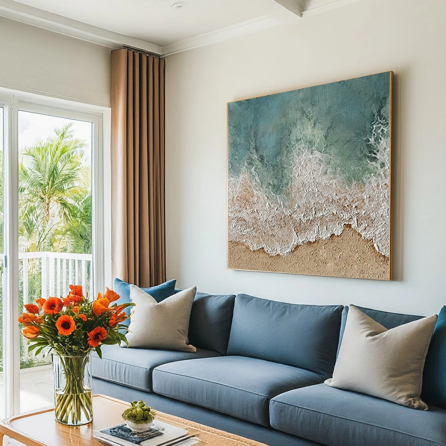 Ocean and Sky Painting #OS 247 - Stunning Coastal Wall Art for Beach House Decor & Living Room Aesthetic