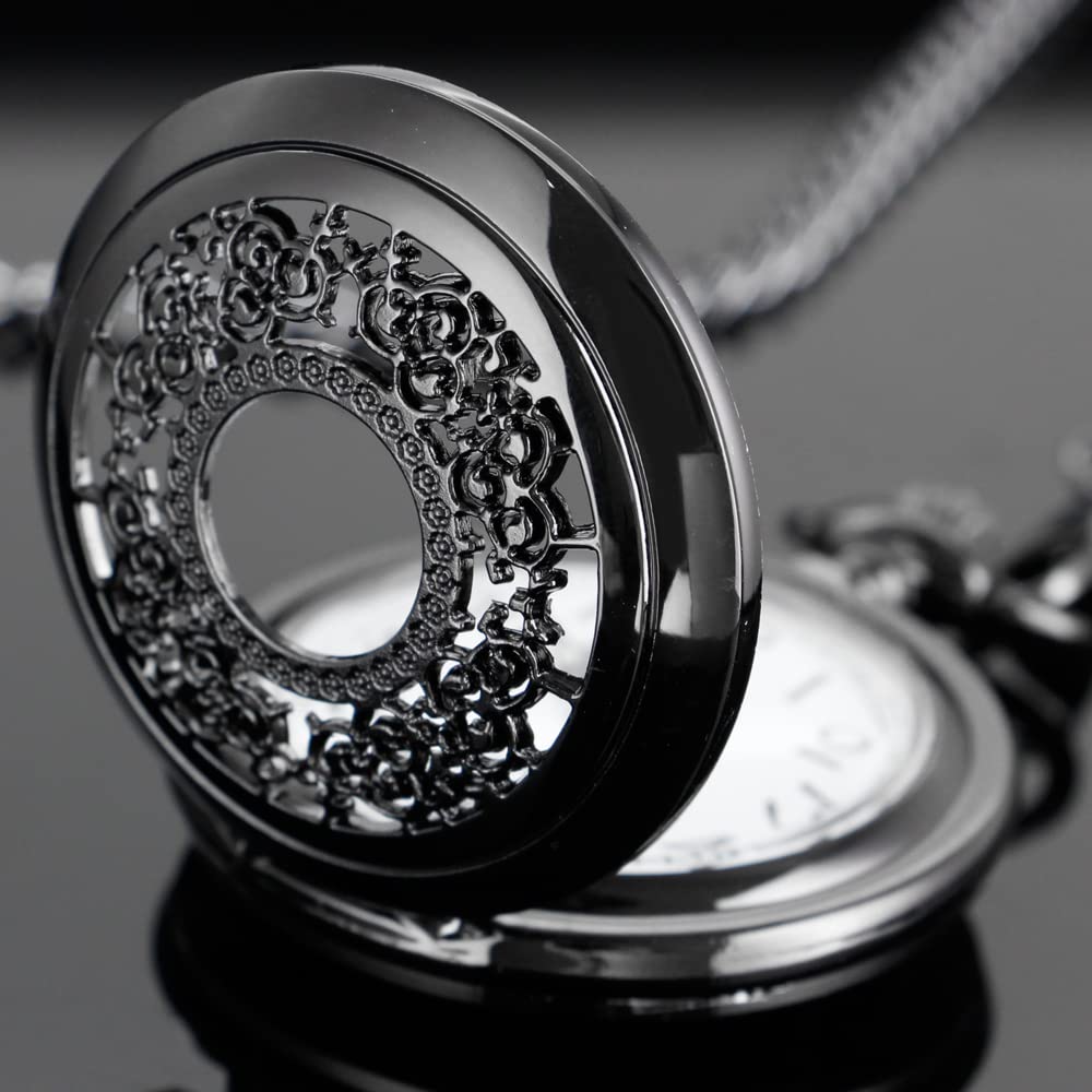 Customizable Smooth Pocket Watch for Men - Personalized Engraved Gift with Chain - Perfect for Father's Day, Weddings & Special Occasions