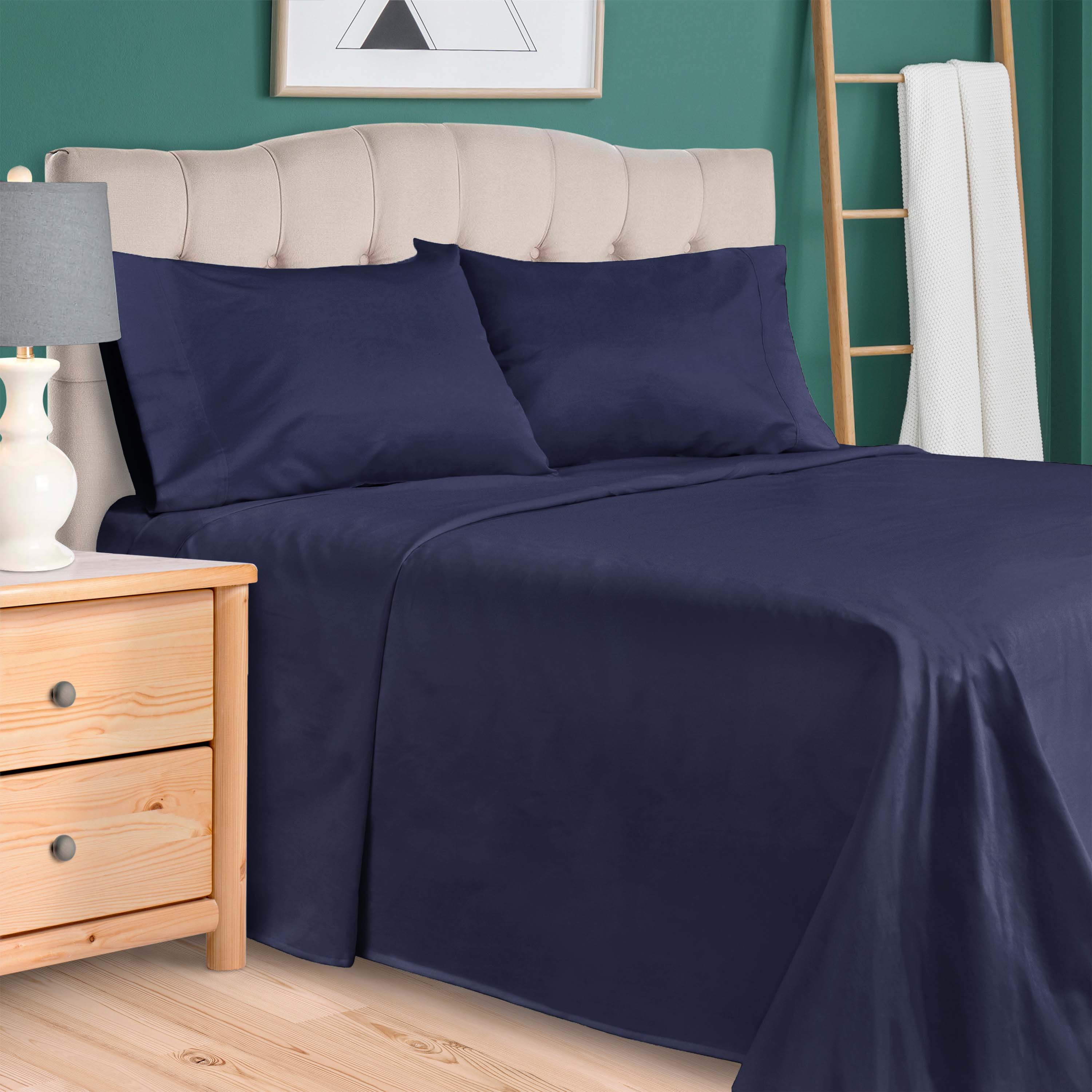 Premium 100% Egyptian Cotton 300 Thread Count Bed Sheet Set - Queen Size, 4-Piece (Flat Sheet, Fitted Sheet, 2 Pillowcases) - Soft, Breathable & Wrinkle-Resistant for Ultimate Comfort - Perfect for Luxury Hotels, Master Bedrooms & Guest Rooms