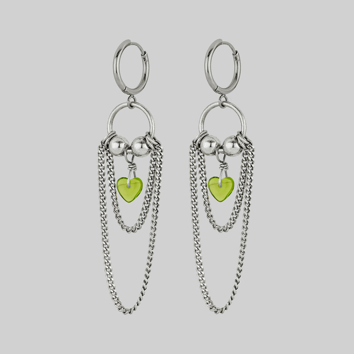 POUR YOUR HEART OUT Silver Pierced Chain Drop Earrings - Elegant Dangle Ear Jewelry for Women, Perfect for Date Night & Special Occasions