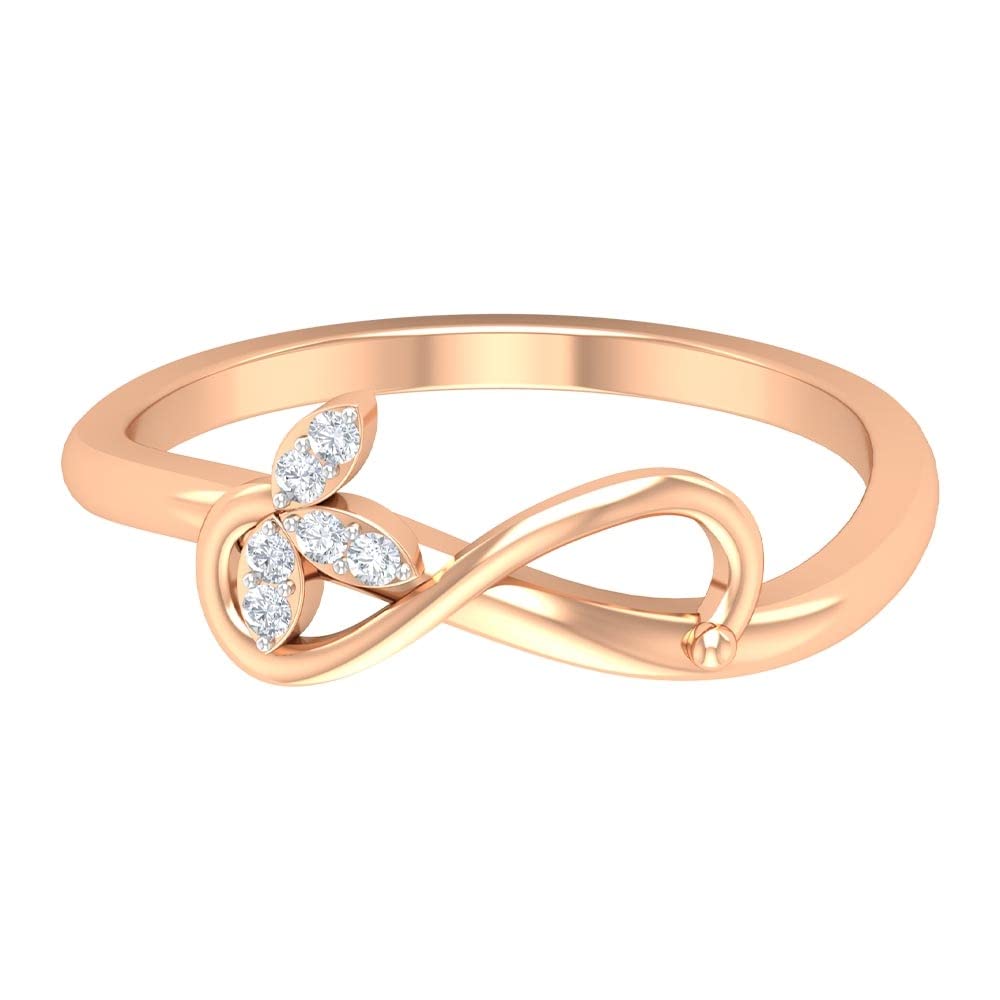 14K Solid Gold Infinity Promise Ring with Diamond Petal for Women - Elegant Diamond & Gold Infinity Ring for Anniversaries, Engagements & Special Occasions