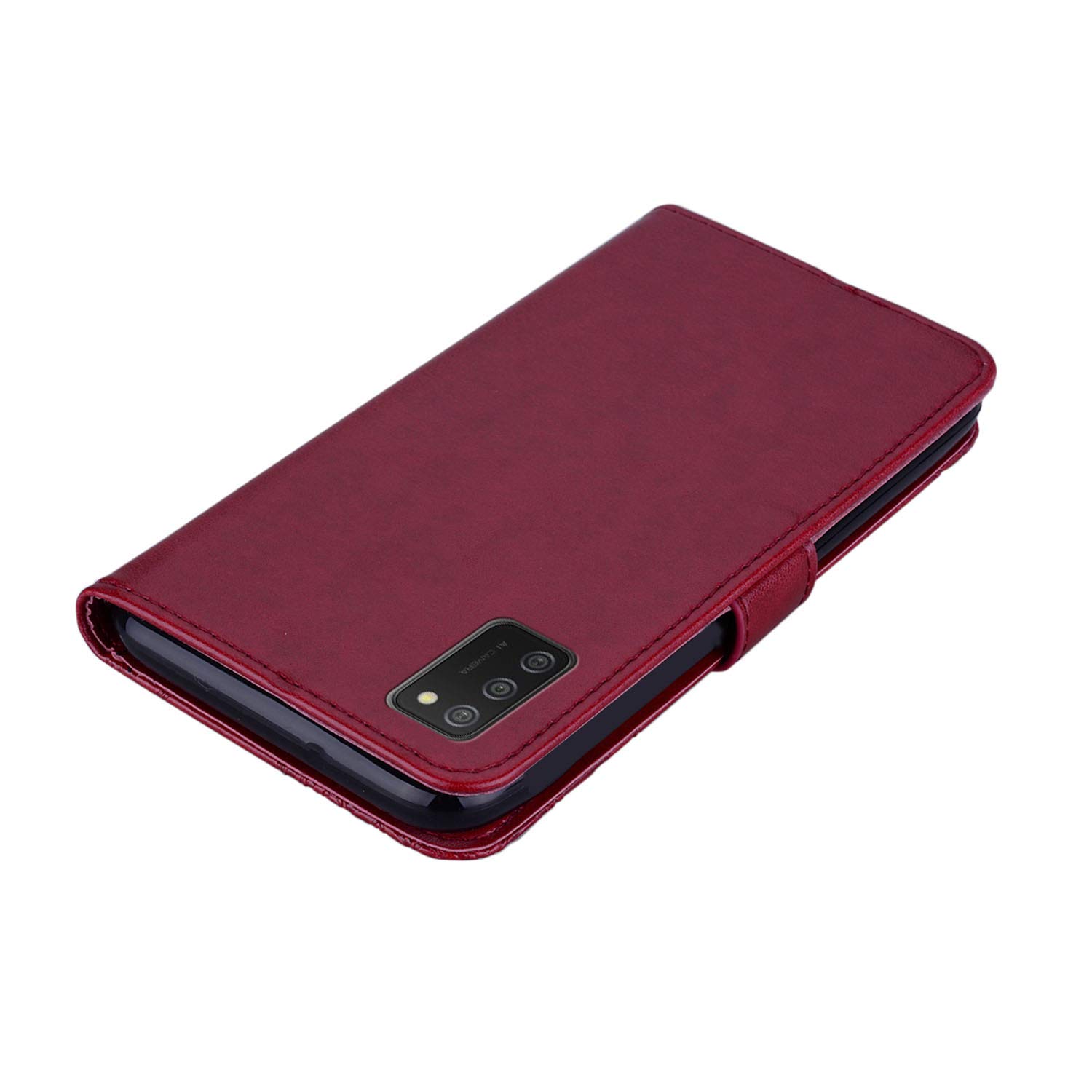 Samsung Galaxy A02S Case for Women - Glitter Bling Diamond PU Leather Wallet Flip Cover with Wrist Strap | Shockproof Protective Phone Case | Owl Red Design | Perfect for Daily Use, Work & Travel