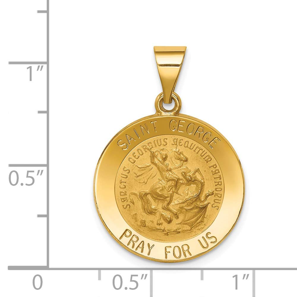 14K Yellow Gold St. George Medal Pendant - Polished & Satin Finish | Religious Jewelry for Men & Women | Perfect for Gifts, Daily Wear & Special Occasions