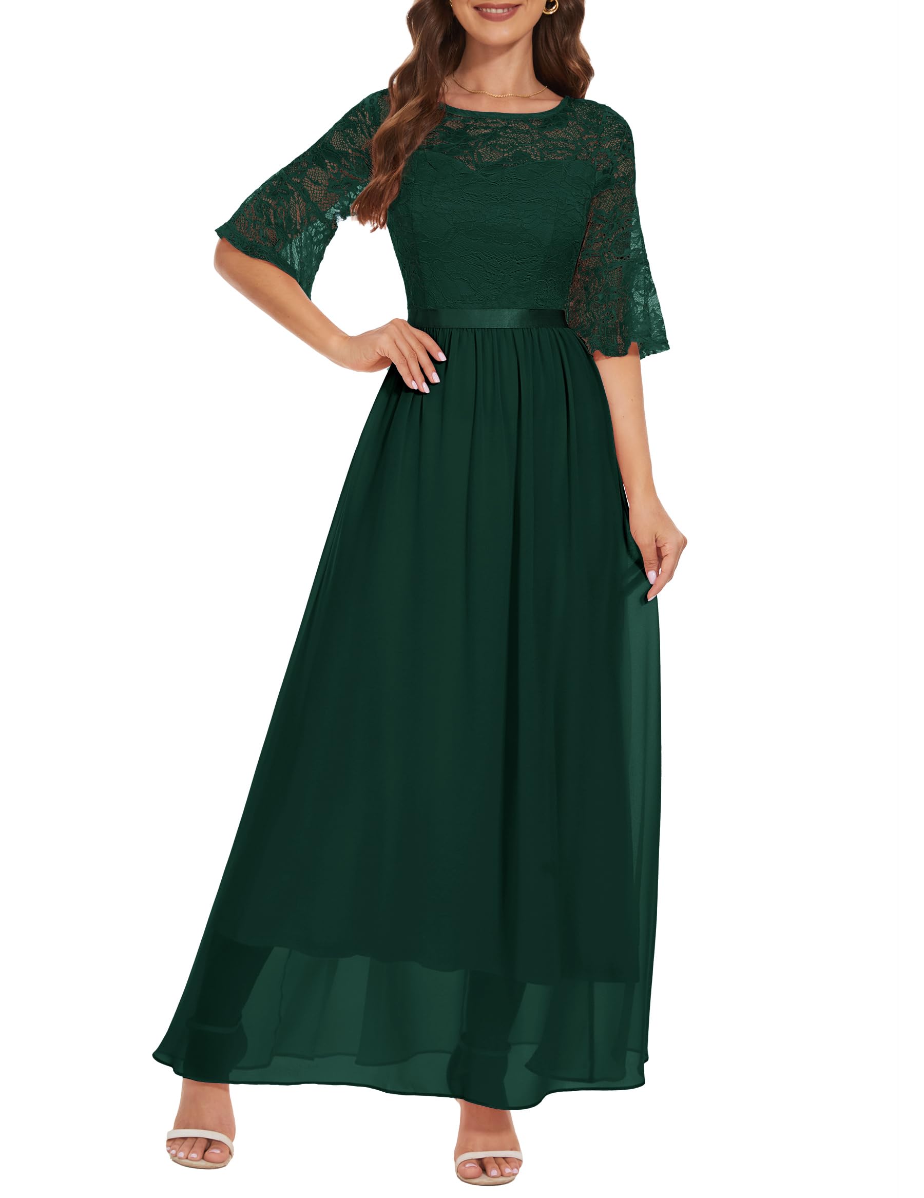 Wedtrend Women's Formal Maxi Dress 2024 - Elegant Bell Sleeve Wedding Guest & Bridesmaid Dress for Evening Party, Prom, Cocktail Events