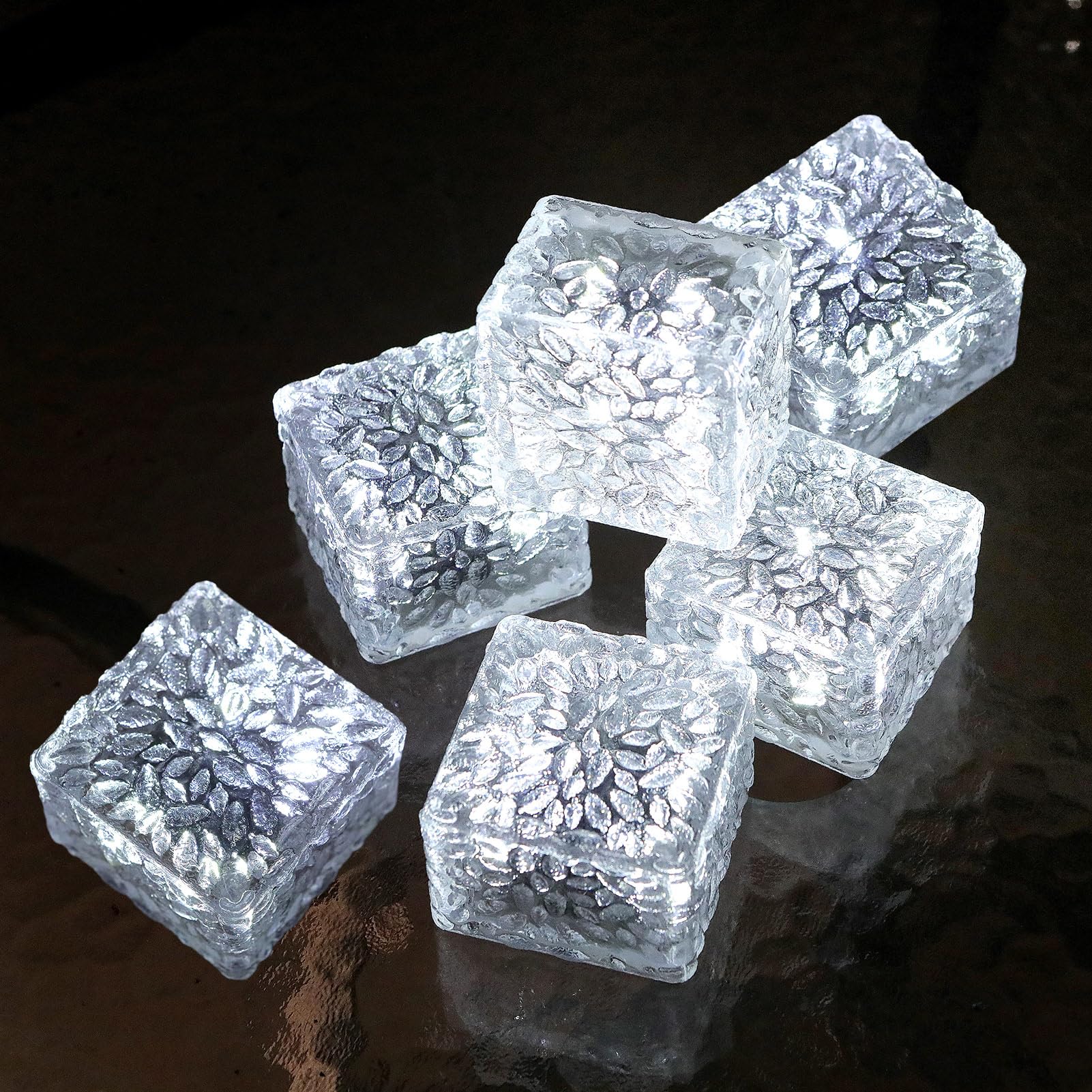 6 Pack Solar Brick Lights Outdoor Waterproof - Solar Powered Garden Path Lights for Patio, Yard, Walkway, Pathway - Weatherproof Landscape Lighting for Home Decor (XBZ-333) | Perfect for Evening Garden Ambiance & Safe Nighttime Walkways
