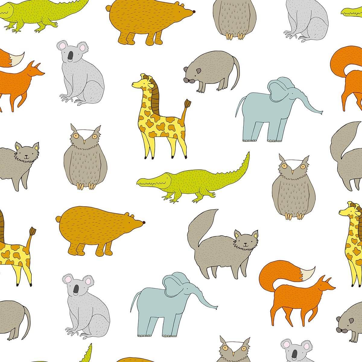 White and Tan Animals Baby Peel and Stick Removable Wallpaper - Self-Adhesive Nursery Decor for Kids Room, Bedroom, Playroom, Daycare - Easy to Apply & Remove