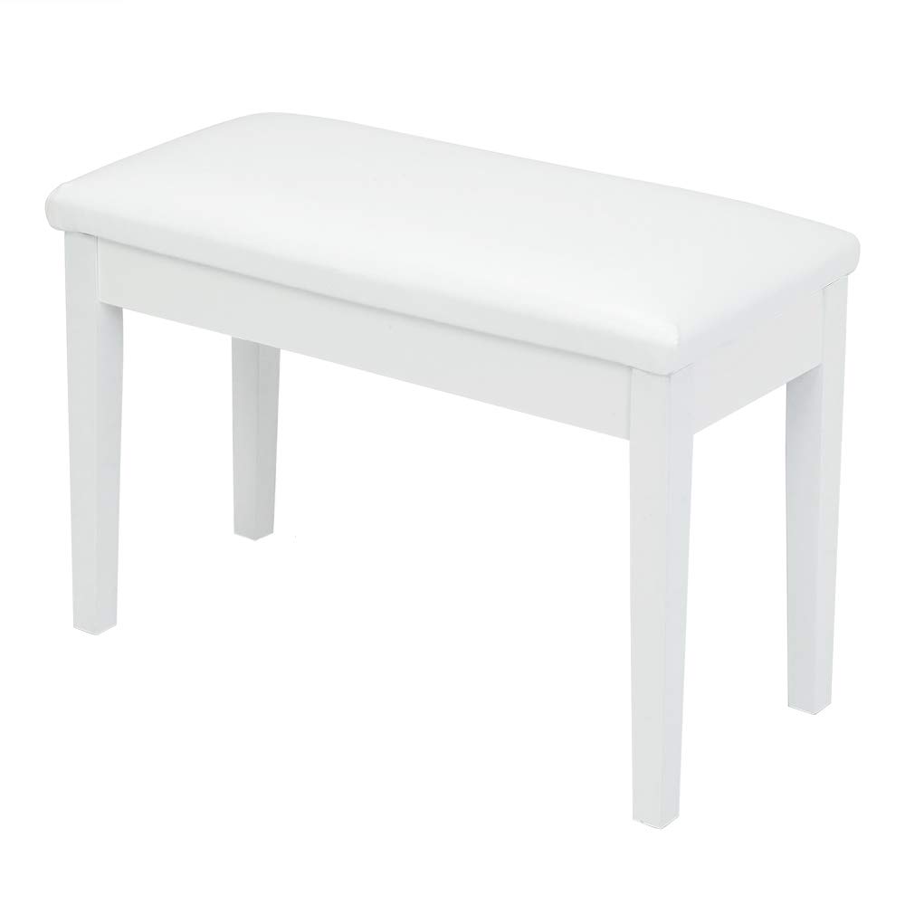 Bonnlo White Duet Piano Bench - Wooden Keyboard Bench with Storage & Padded Cushion - Perfect for Home, Studio, and Music Classrooms