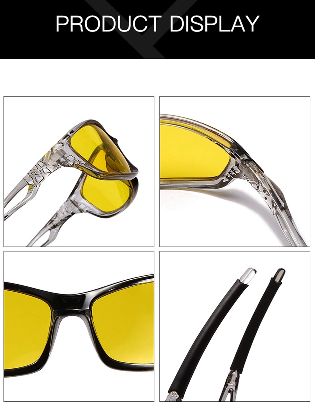 Polarized Sports Sunglasses for Men & Women - UV Protection, Anti-Glare for Cycling, Running, Driving - Night Vision Enhanced for Outdoor Activities