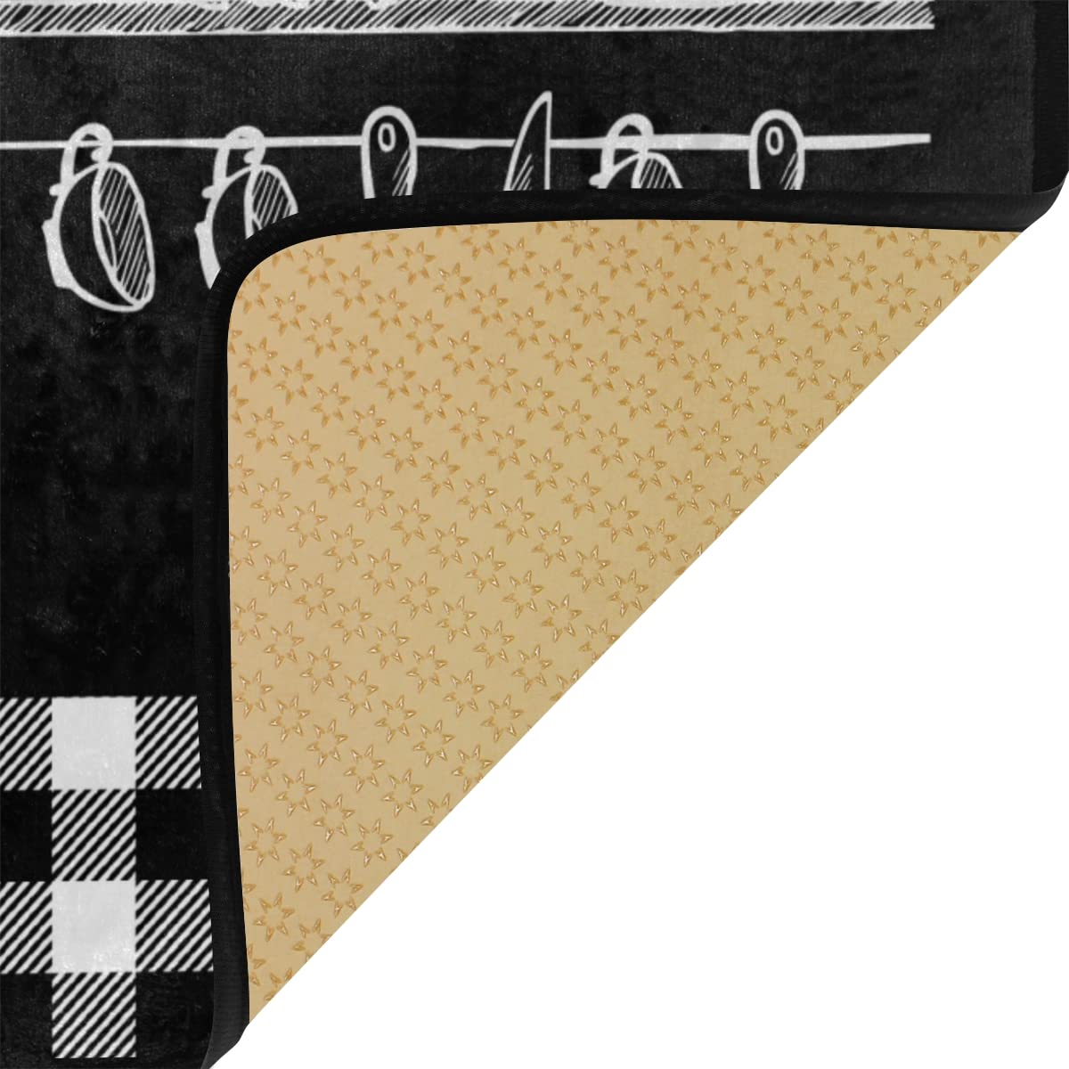 Buffalo Plaid Black Kitchen Rug - Washable Anti-Fatigue Floor Mat with Non-Slip Backing for Kitchen, Dining Room & Entryway - Soft Comfort Cushion for Standing & Cooking