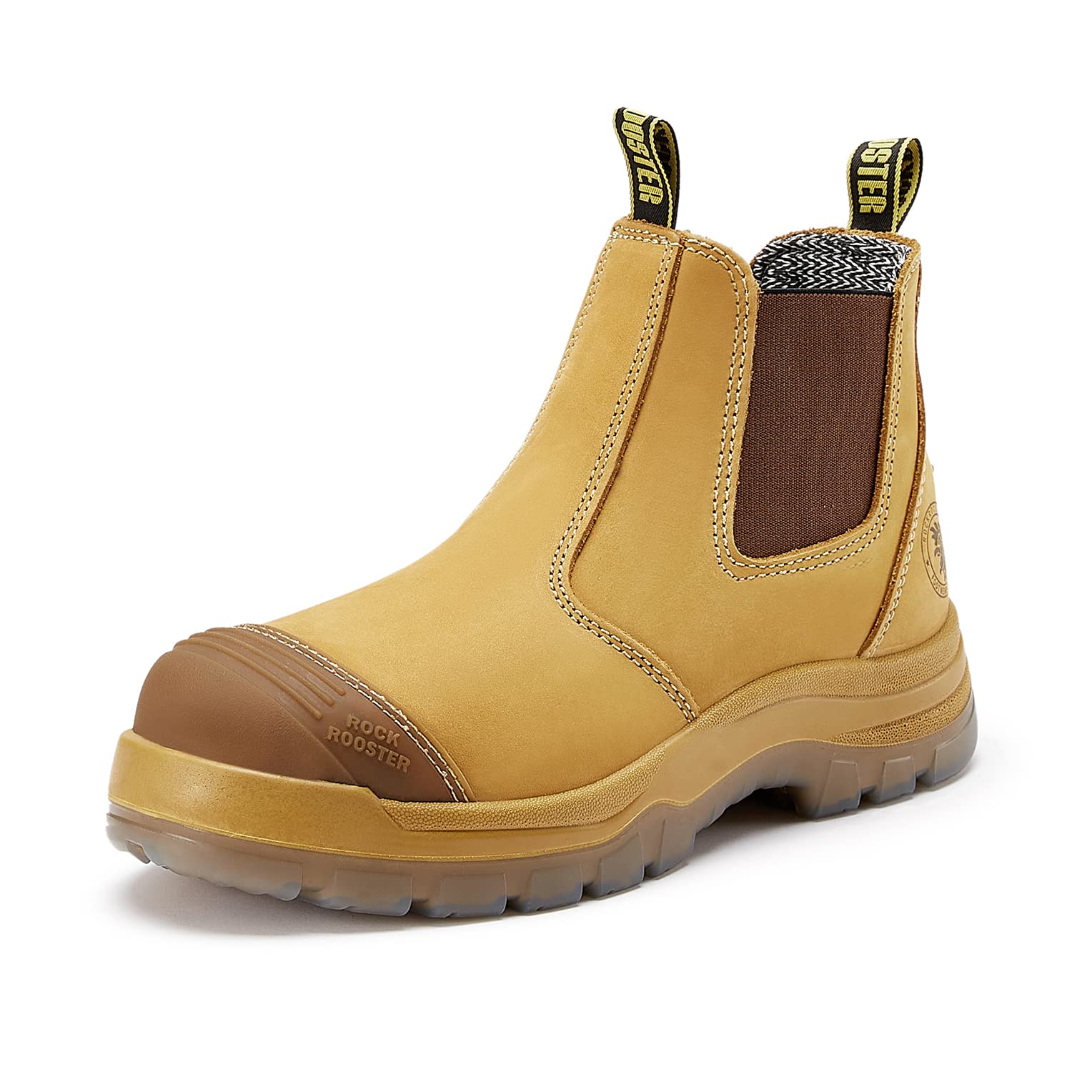 **ROCKROOSTER Men's 6-Inch Steel Toe & Soft Toe Work Boots - Slip-Resistant, Waterproof Chelsea Boots for Construction & Outdoor Work**    *(Perfect for Construction, Landscaping, Warehouse Jobs & Heavy-Duty Work)*