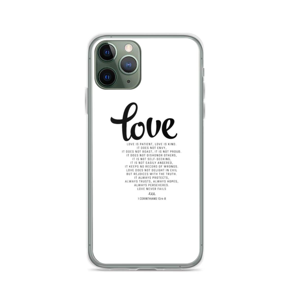 Bible Verse Phone Case - Love is Patient Love is Kind 1 Corinthians 13:4-8 - Compatible with iPhone 14/13/12/11/X/Xs/Xr/8/7/6/6s Plus Pro Max & Galaxy Note/S9/S10/S20 Ultra Plus - Clear Protective Cover - Perfect for Church, Daily Inspiration & Christian Gifts