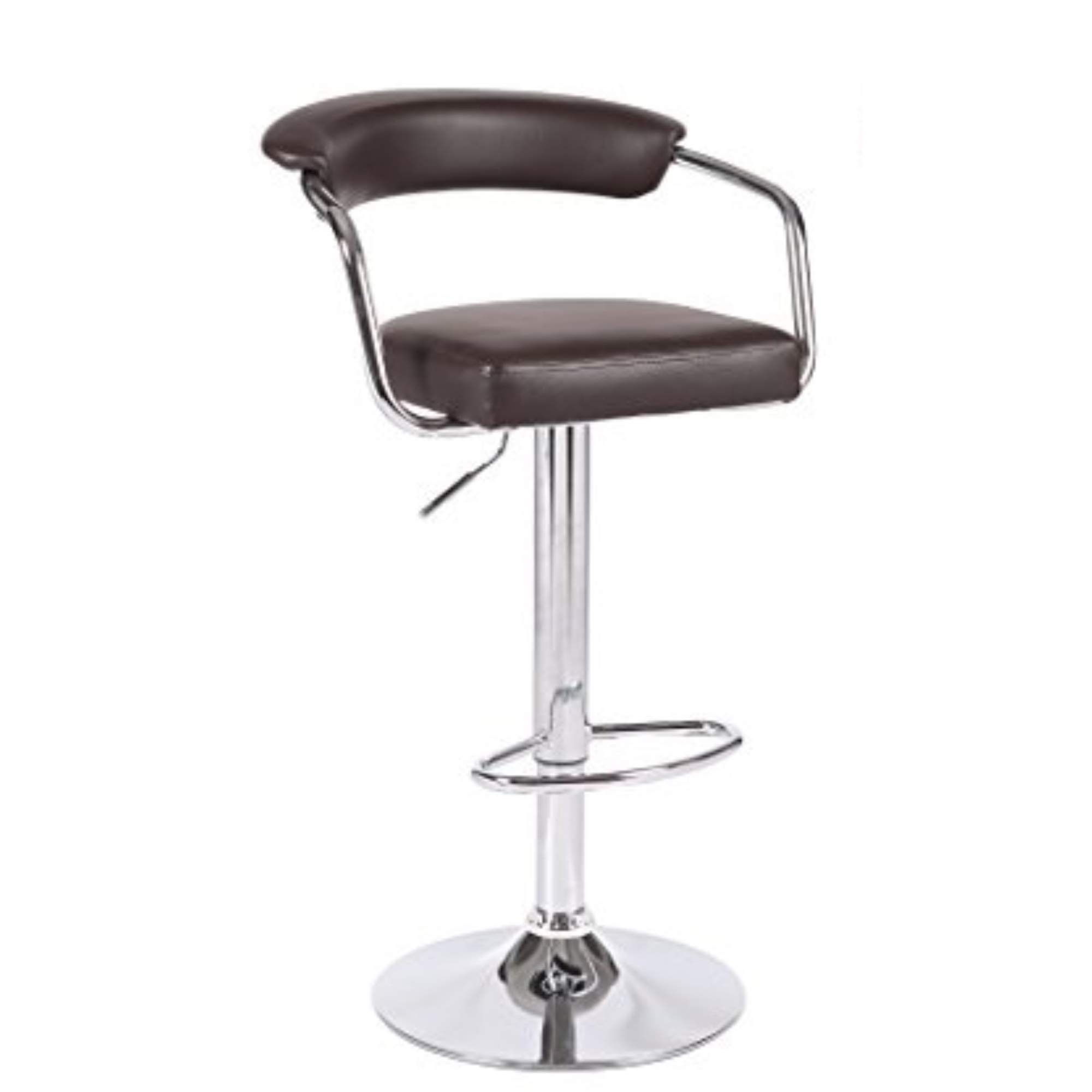 Emerald Swivel Leather Adjustable Hydraulic Bar Stool Set of 2 - Dark Brown Counter Height Stools for Kitchen Island, Home Bar & Dining Room
