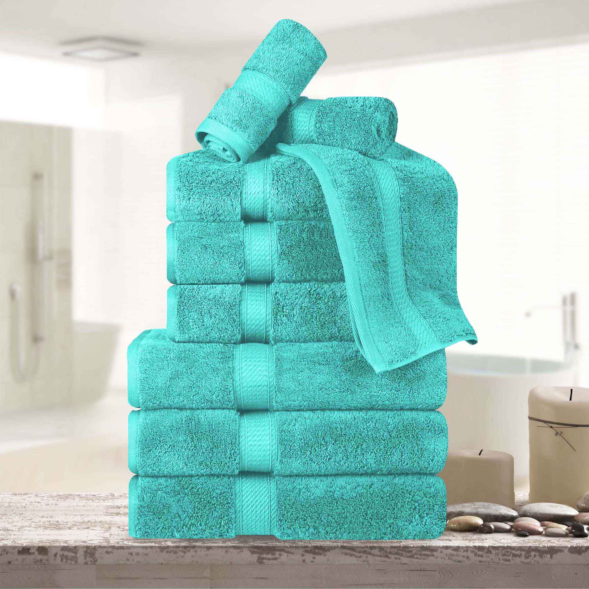 Premium Egyptian Cotton 9-Piece Towel Set - Ultra Soft, Heavyweight & Luxurious for Bath, Spa & Guest Use