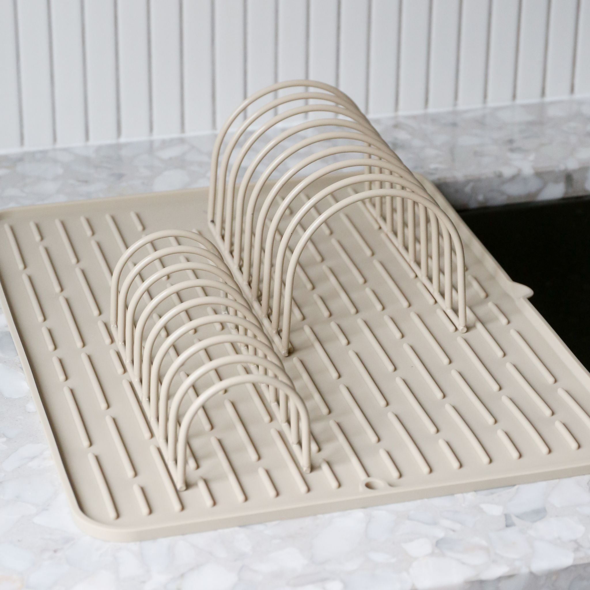 Premium Dish Drainer Set of 2 - Space-Saving Kitchen Organizer with Sand Color Design | Perfect for Countertop Drying Racks, Dish Rack for Sink, and Kitchen Utensil Storage