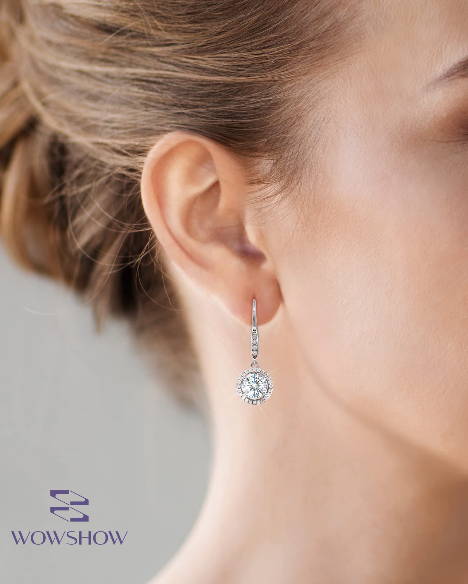 Wowshow 3ct & 4ct Moissanite Leverback Earrings for Women - 925 Sterling Silver Dangle Drop Earrings with Certificate | Perfect Birthday & Mother's Day Gifts | Elegant for Weddings, Parties & Special Occasions