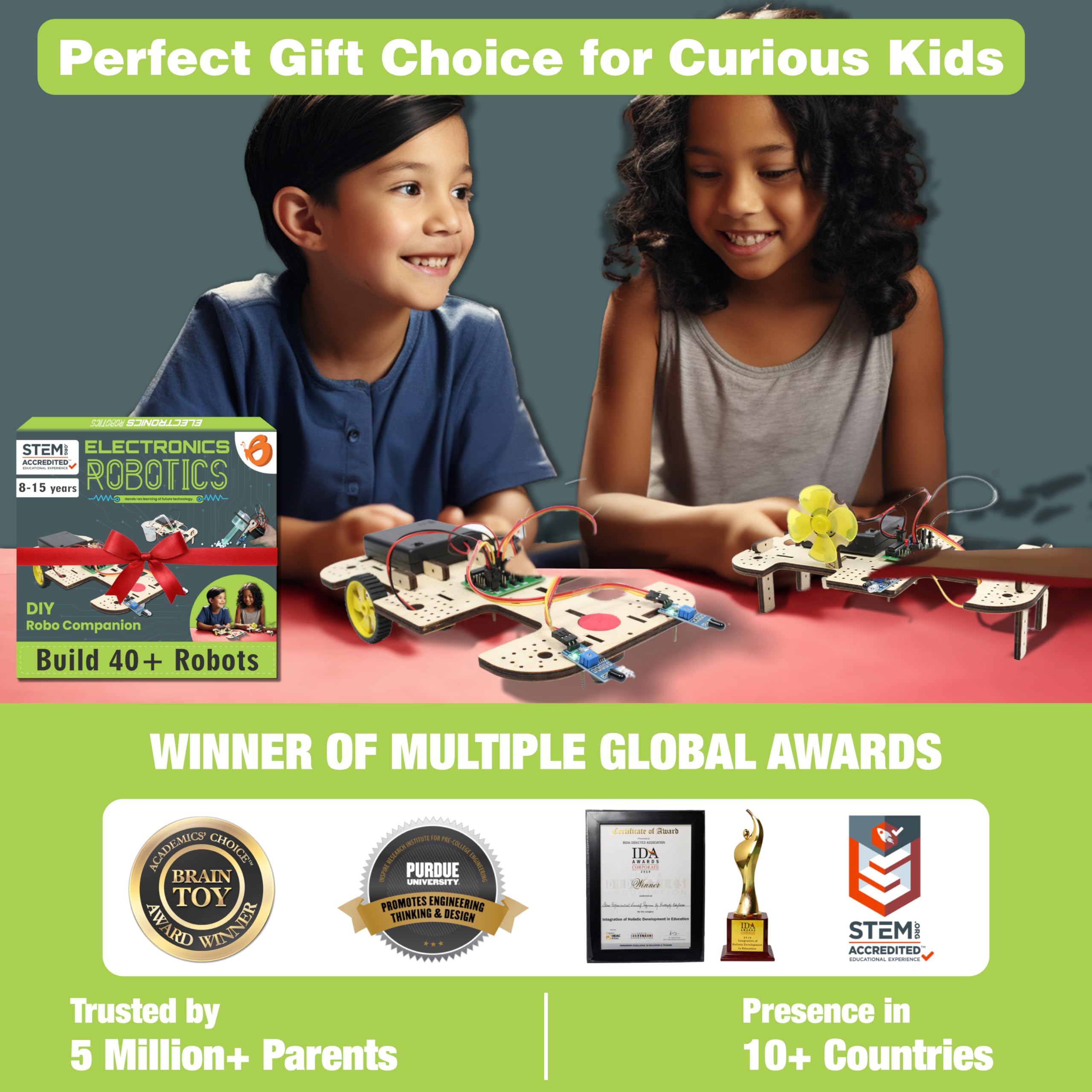 ButterflyEdufields 40-in-1 STEM Robotics Kit for Kids Ages 8-12 | DIY Robot Building Kit with Electronics Board & Sensors | Educational Science Toy for Homeschooling & Classroom Learning | 100+ Parts | Perfect for STEM Projects, Science Fairs & Birthday Gifts