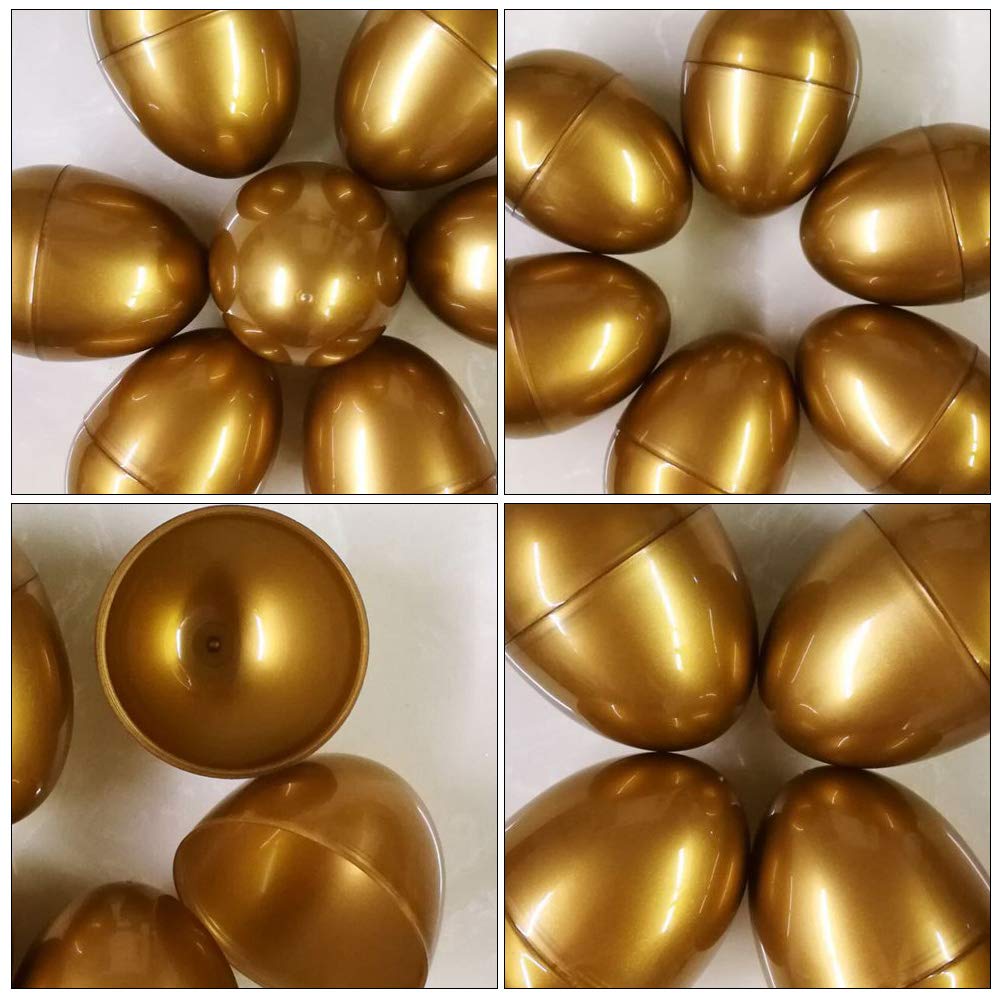 LUOZZY 6-Piece Plastic Easter Eggs - Empty Hollow Eggshells for Kids Easter Egg Hunt, DIY Decorations & Party Favors (Golden) - Perfect for Easter Celebrations, Classroom Activities & Spring Crafts