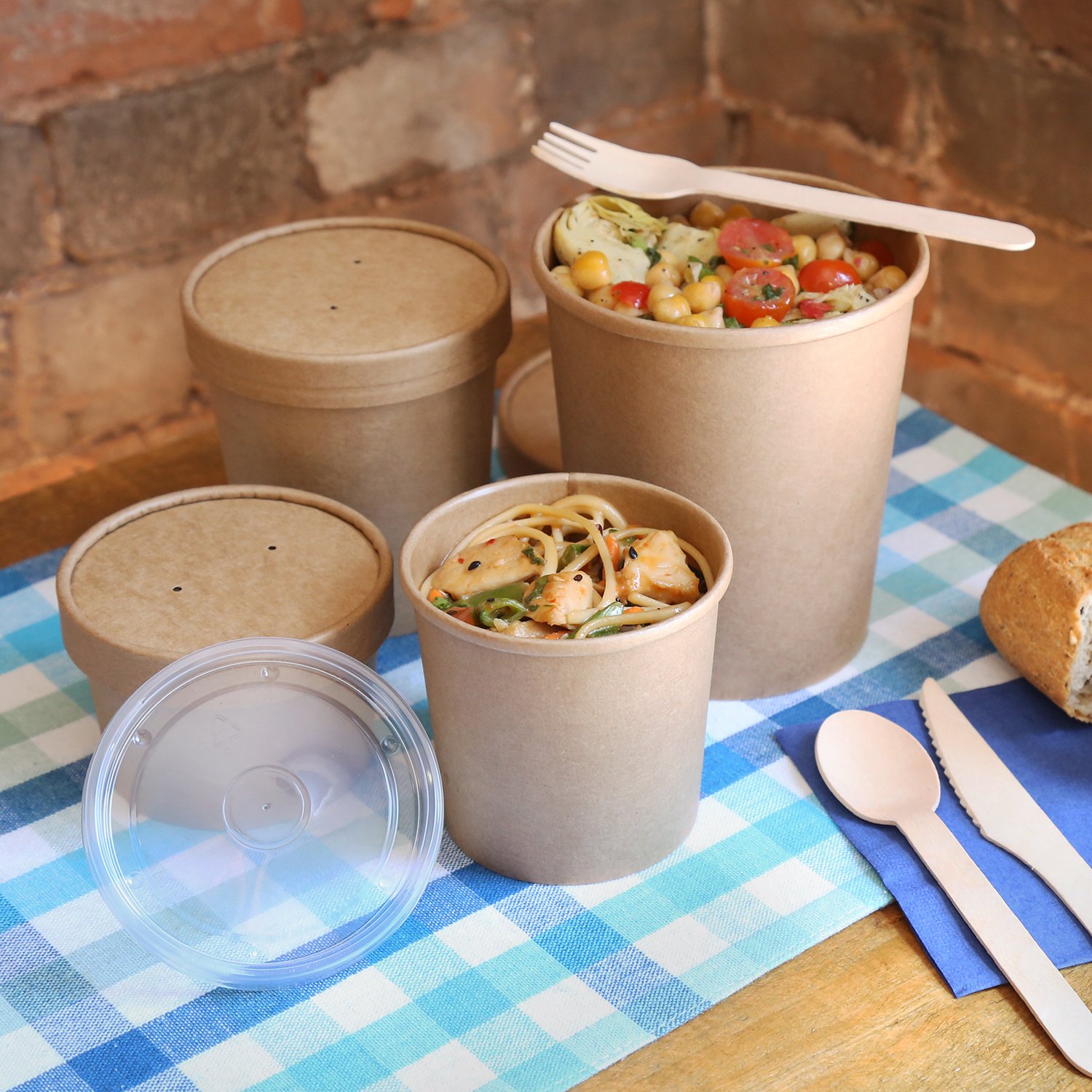 Eco-Friendly 8oz Kraft Paper Food Containers with Lids - 250 Pack | Perfect for Takeout, Meal Prep, and Catering | Disposable & Biodegradable