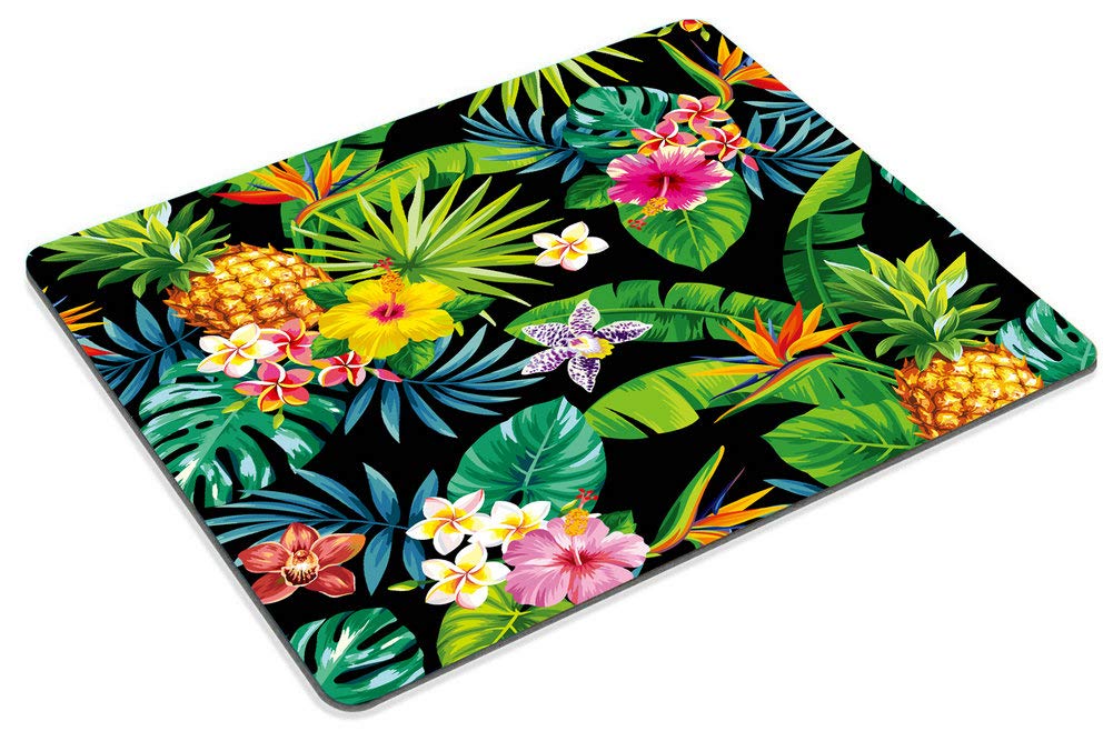 Custom Smooffly Hawaiian Pineapple Mouse Pad - Tropical Palm Leaves & Flowers Design, Non-Slip Rubber Gaming Mouse Mat for Computer & Laptop - Perfect for Office, Home & Gaming Setup