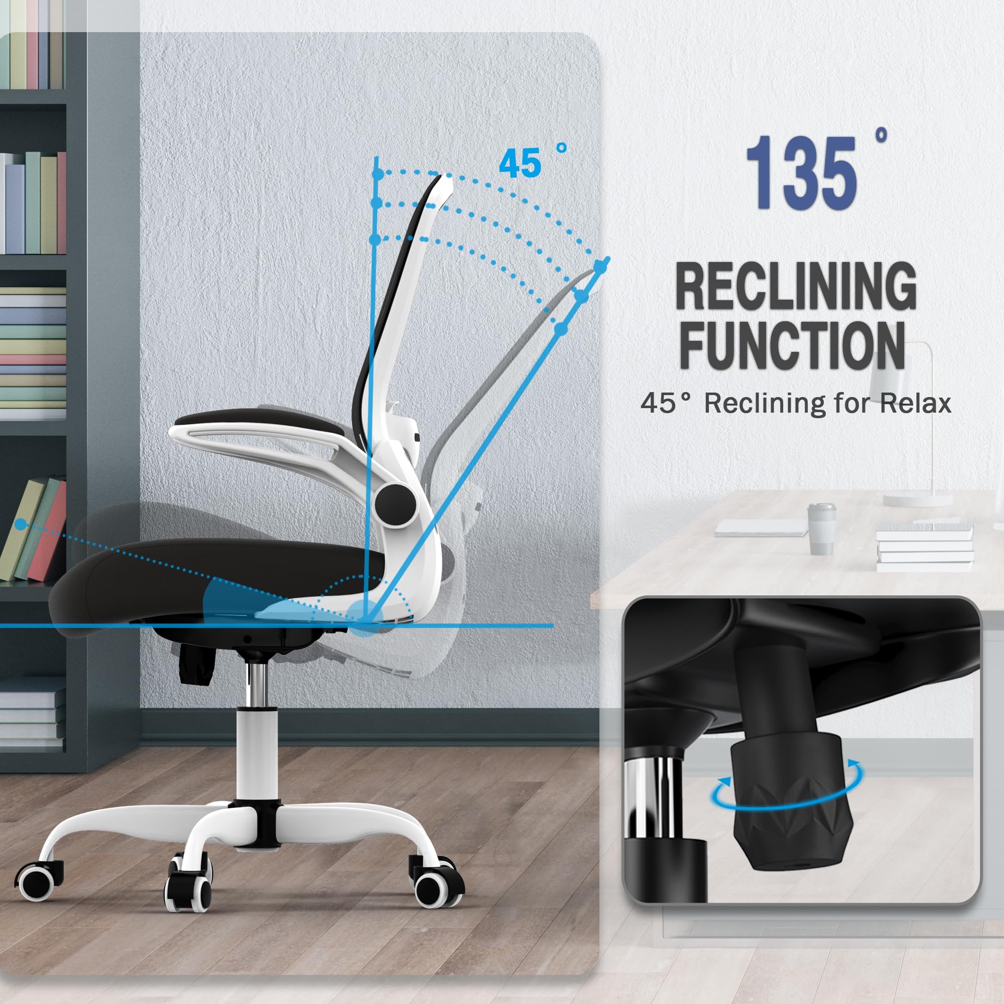Ergonomic Office Chair with Adjustable Lumbar Support - High Back Mesh Computer Desk Chair with Flip-Up Armrests - BIFMA Certified Executive Task Chair for Home Office & Workspace - Perfect for Long Hours of Comfortable Sitting