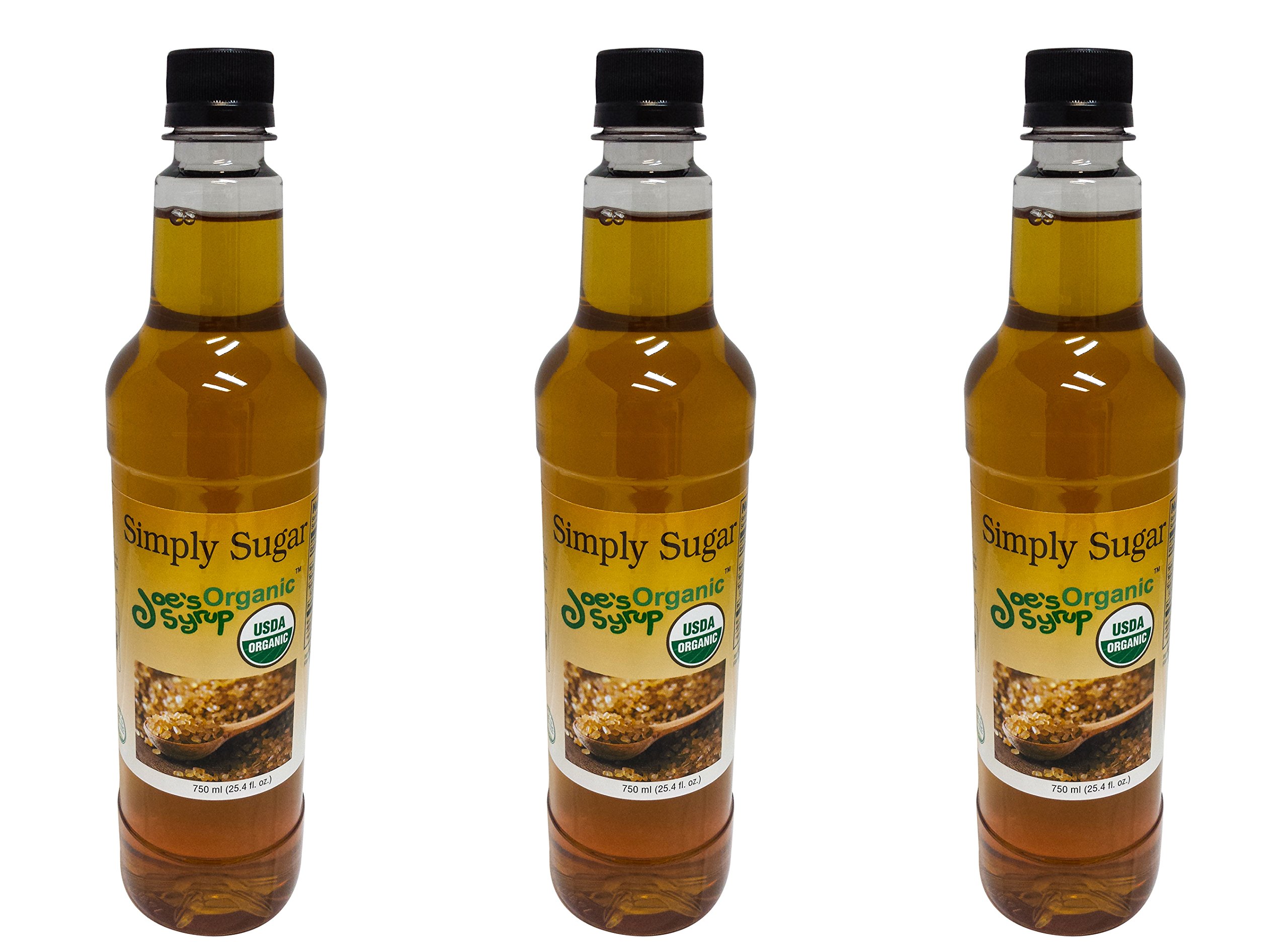 Organic Joe's Syrup - 3 Pack (750ml Each) | Natural Flavored Syrup with Simply Sugar | Perfect for Pancakes, Waffles, Coffee & Desserts
