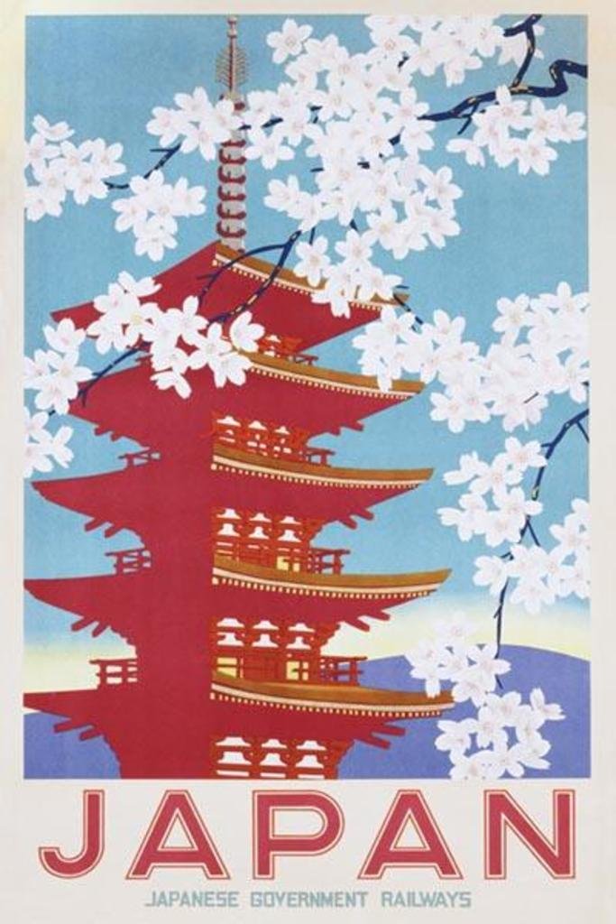 Vintage Japanese Government Railways Blossom Maxi Poster - Retro Travel & Train Decor for Home, Office, or Gift