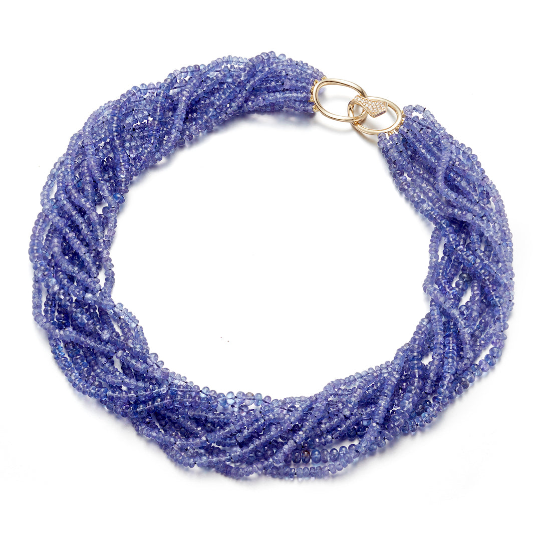 10 Strand Tanzanite Twist Necklace – Elegant Handmade Jewelry for Women, Perfect for Parties, Weddings & Special Occasions