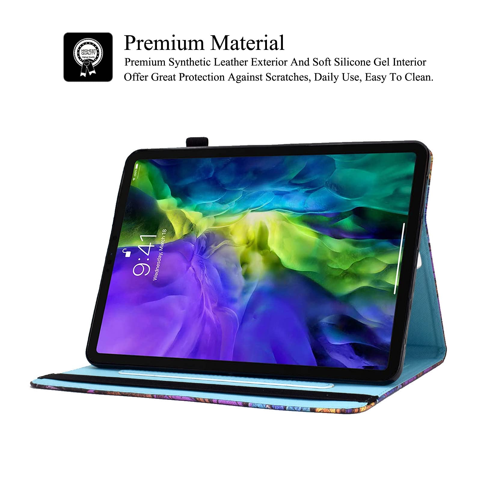 REASUN Premium PU Leather iPad Pro 11 Case (2021/2020/2018) & iPad Air 4 Case with Auto Sleep/Wake - Slim Protective Cover with Card Slots & Stand Feature for iPad Air 4 10.9