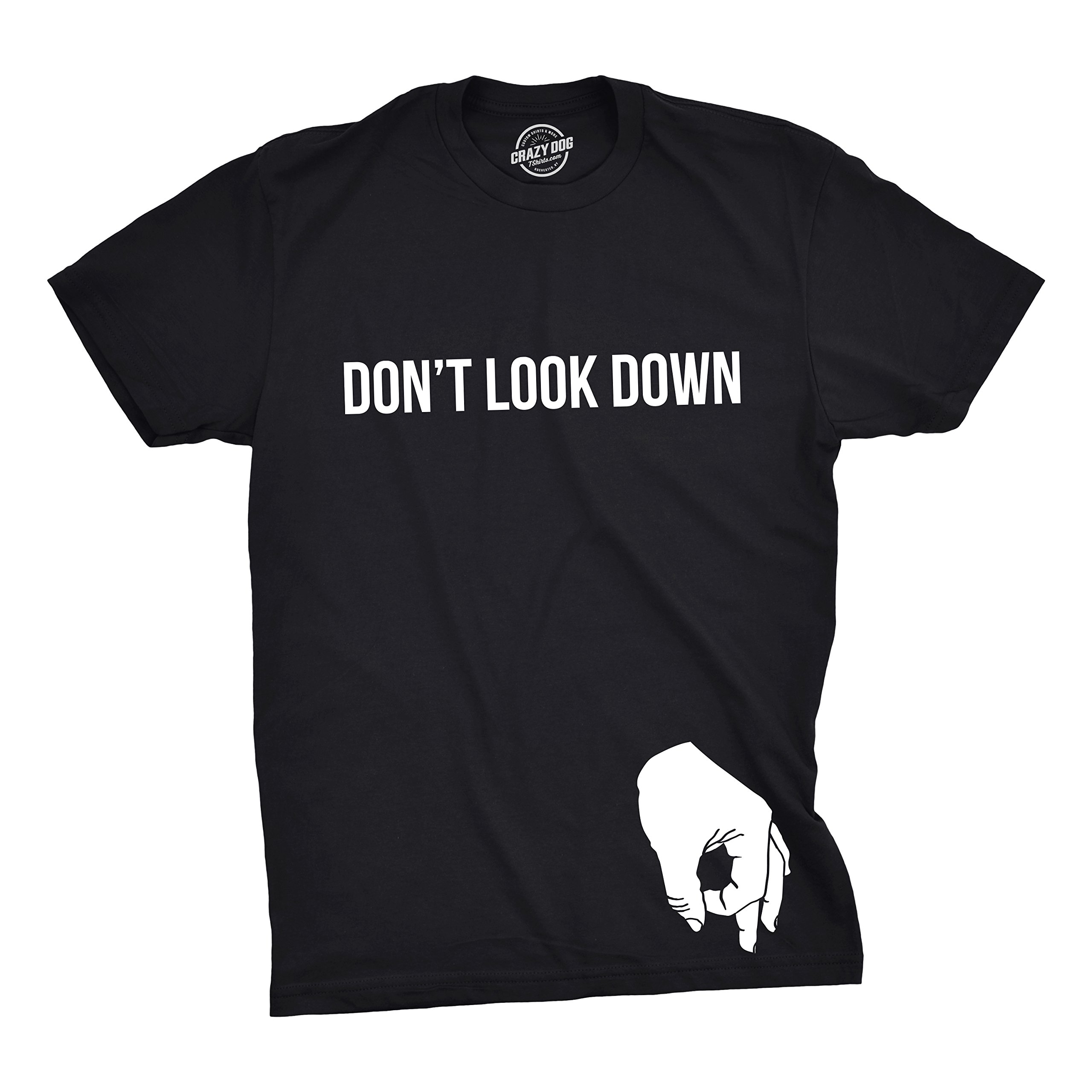 Funny Men's Don't Look Down T-Shirt - Crazy Dog Novelty Tee with Circle Game Design | Perfect for Casual Wear, Parties & Gifts